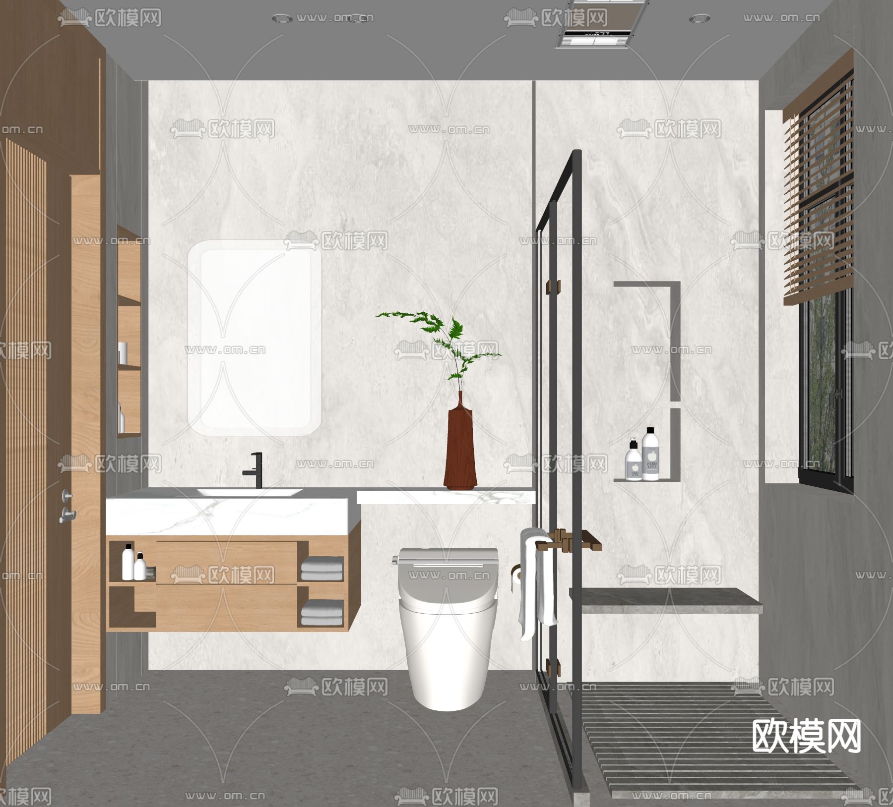 北欧卫生间浴室su模型下载（渲染图2）