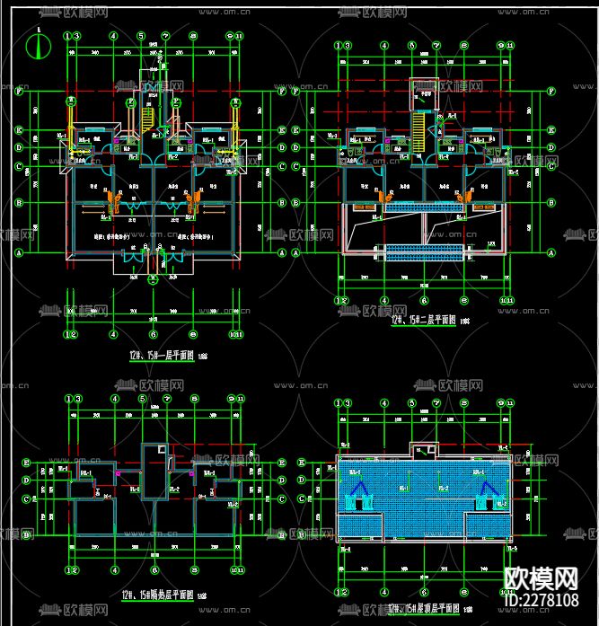 墩伦村农民集中居住区16号楼排水cad施工图下载（渲染图3）