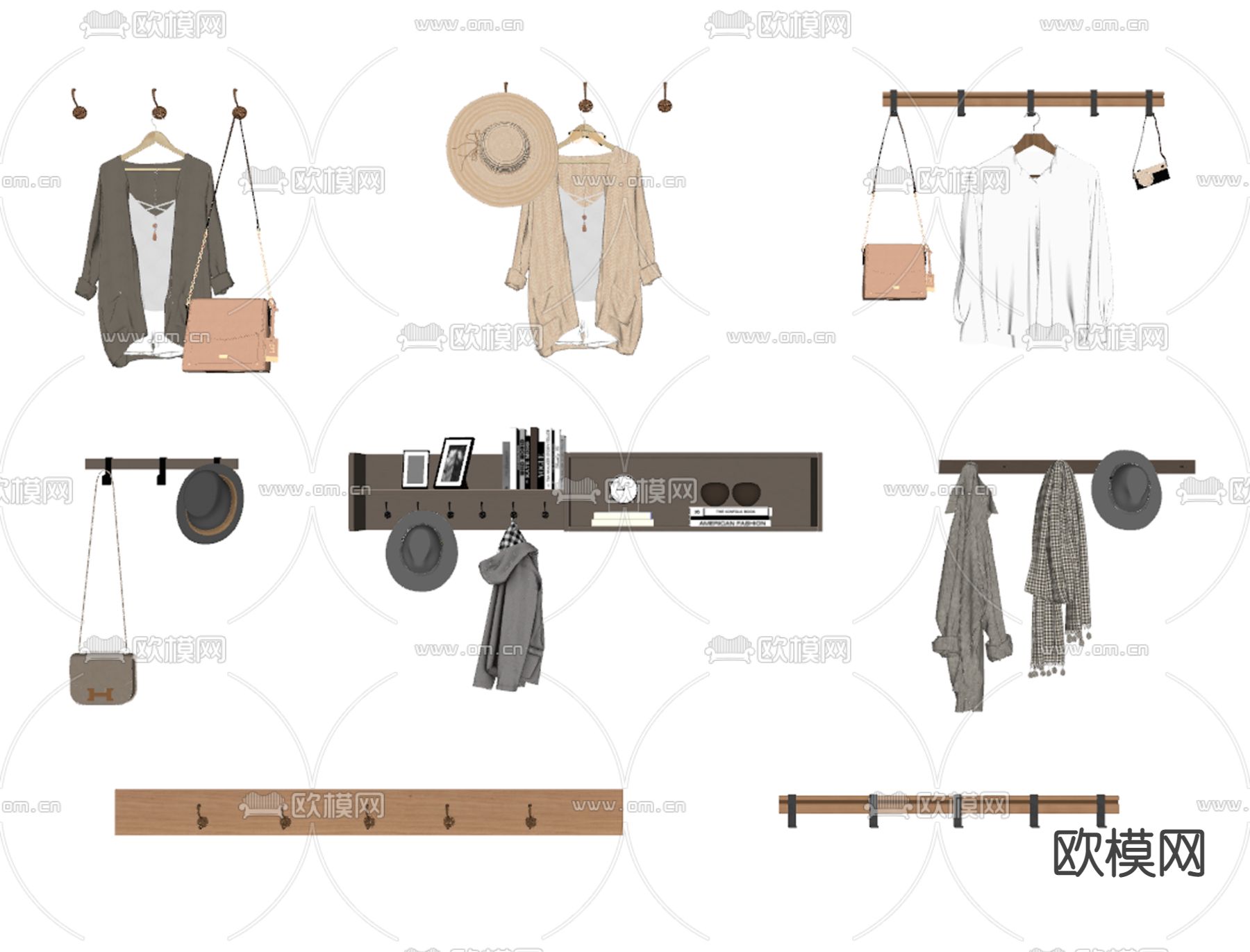 衣服 帽子 挂衣钩su模型下载（渲染图2）