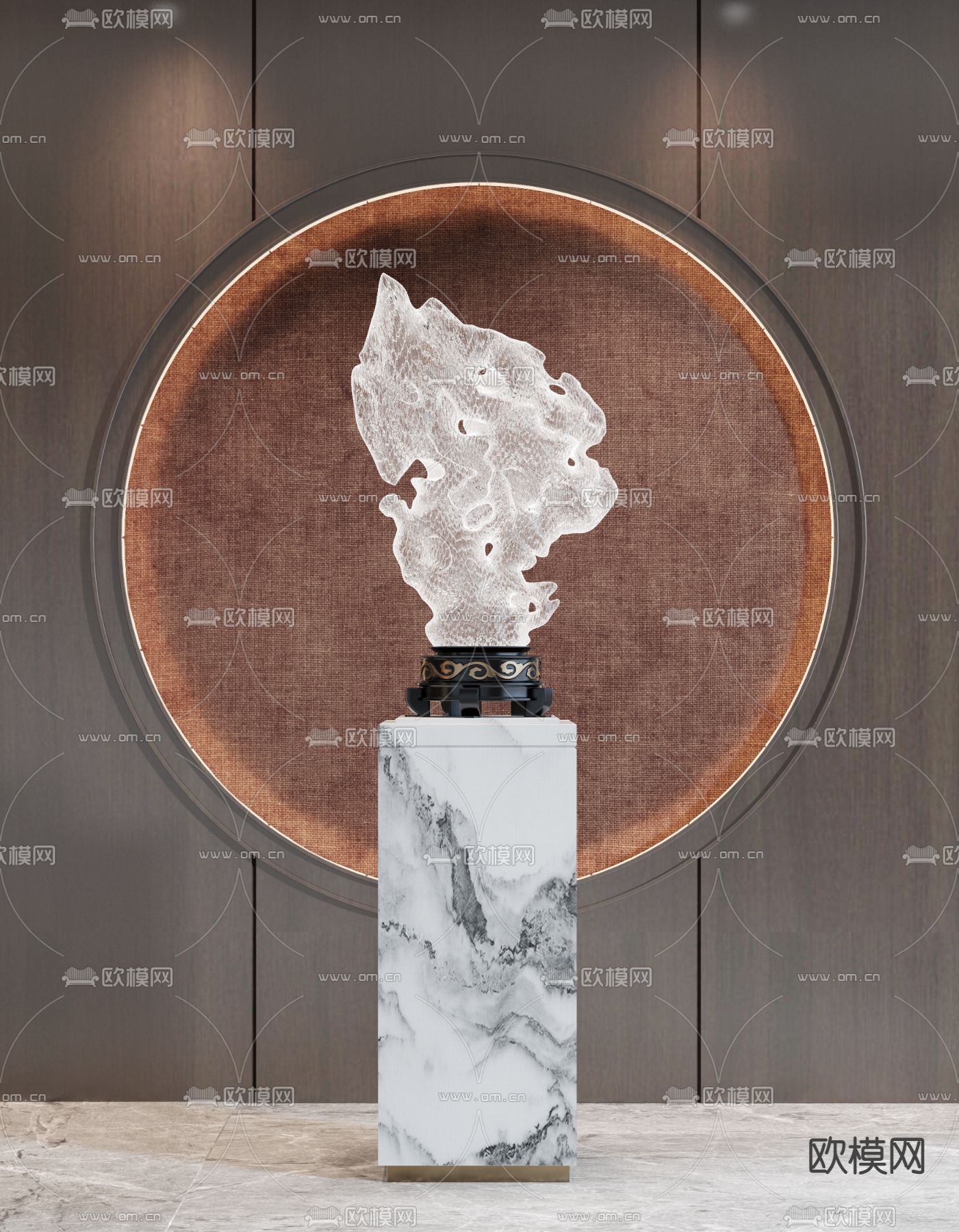 新中式雕塑摆件3d模型下载