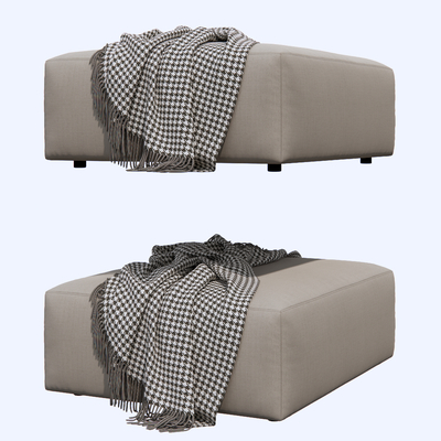  现代浅啡色沙发脚踏su模型 