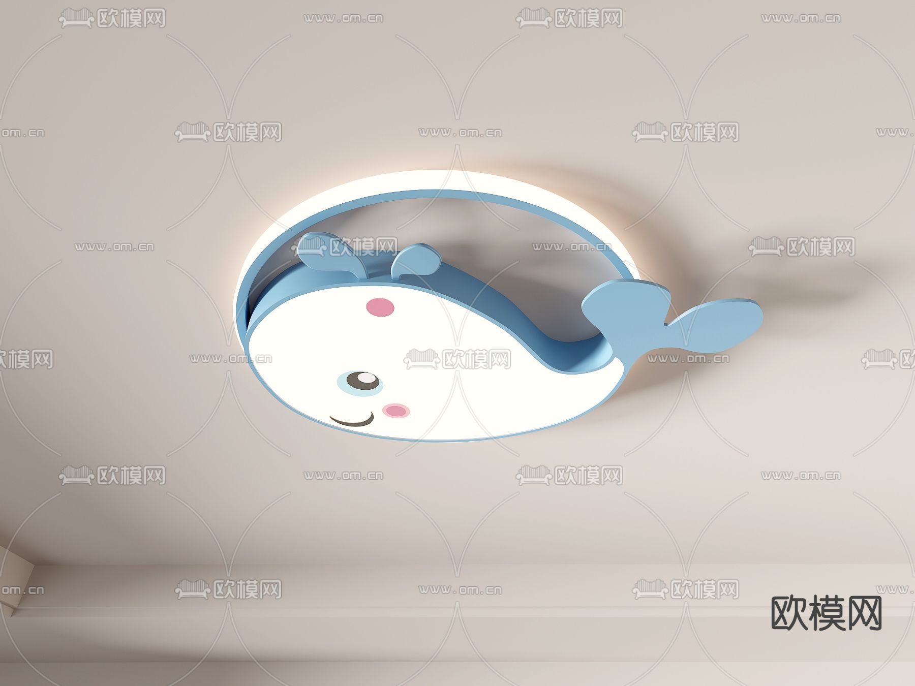 现代卡通动物儿童吸顶灯su模型