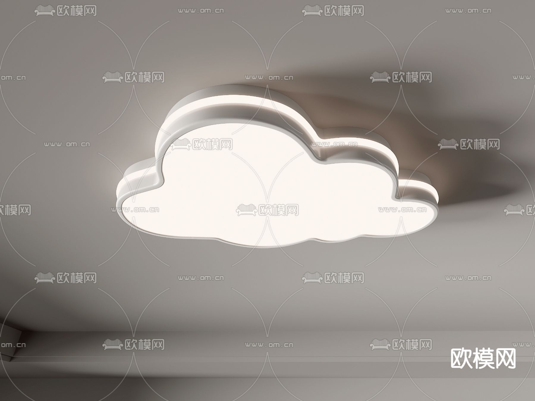 现代云朵吸顶灯su模型下载（渲染图5）
