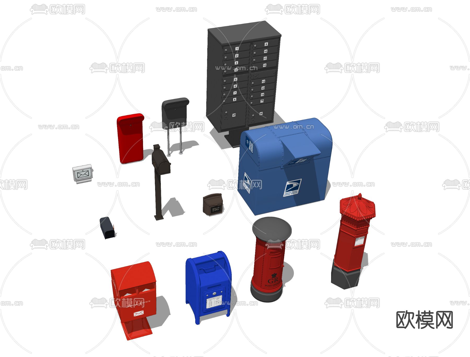 现代信箱su模型下载（渲染图2）