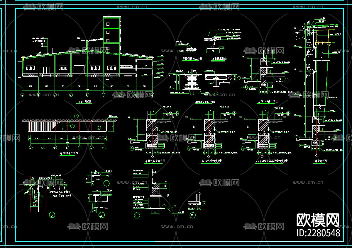 工业厂房cad施工图下载（渲染图5）