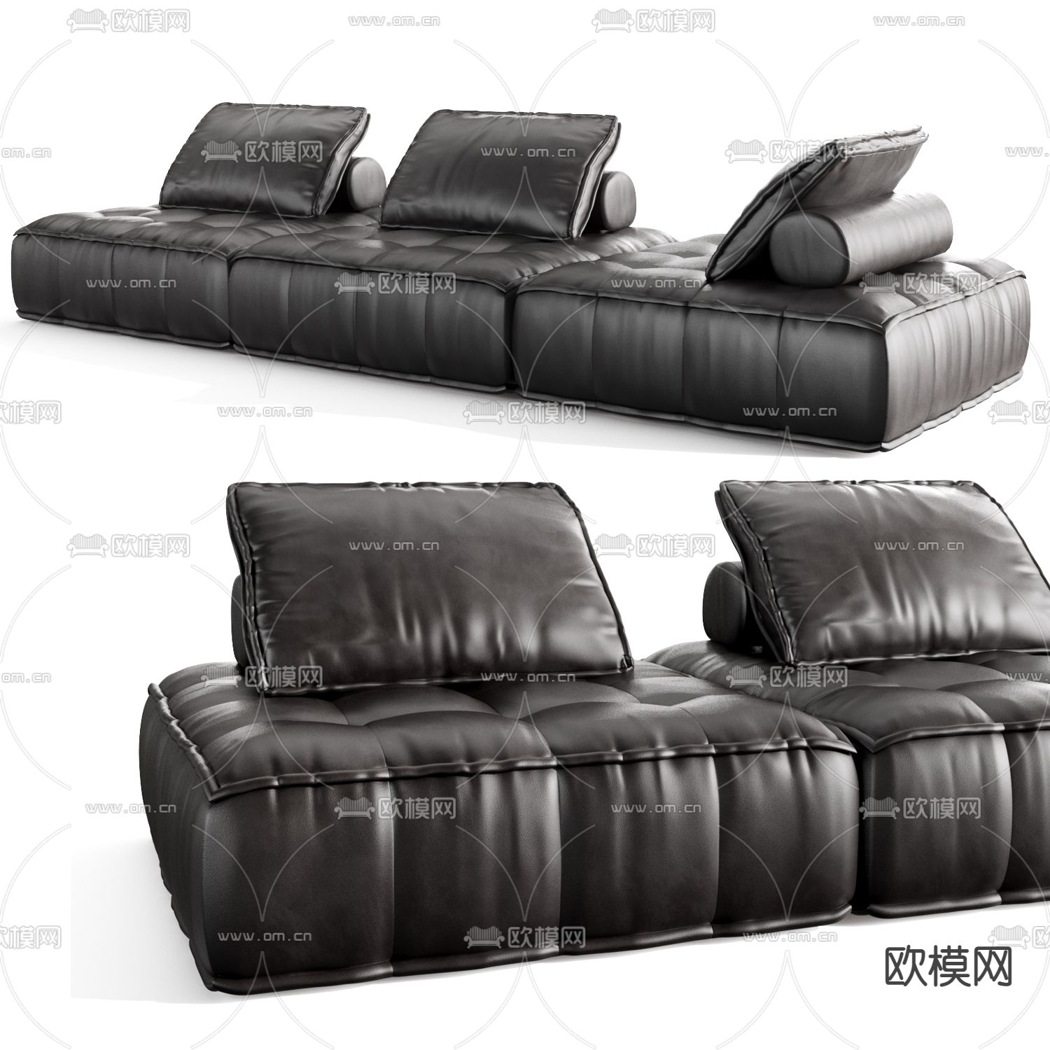 Baxter黑色多人沙发33d模型下载（渲染图1）