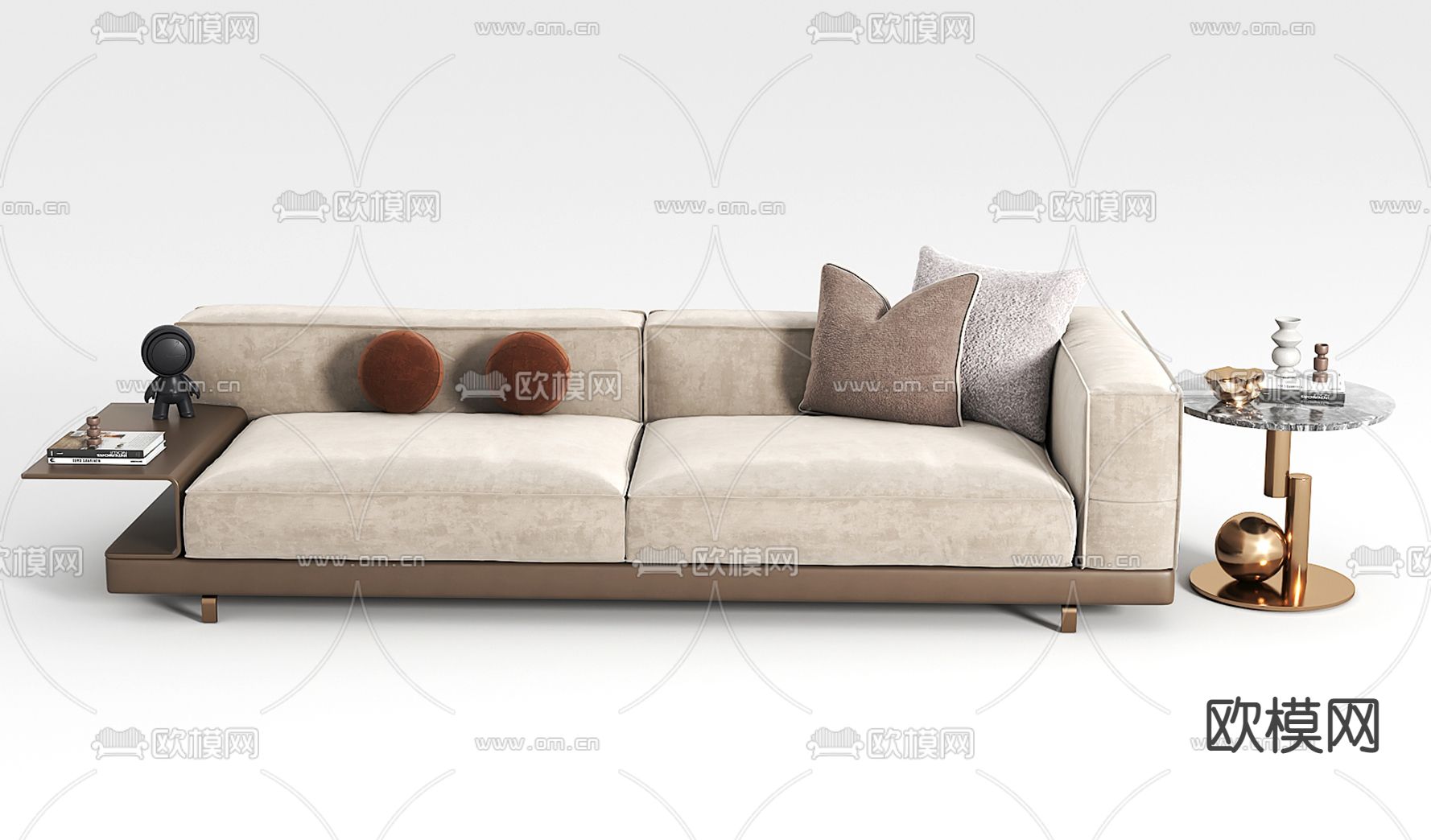 现代米白色 双人沙发3d模型下载