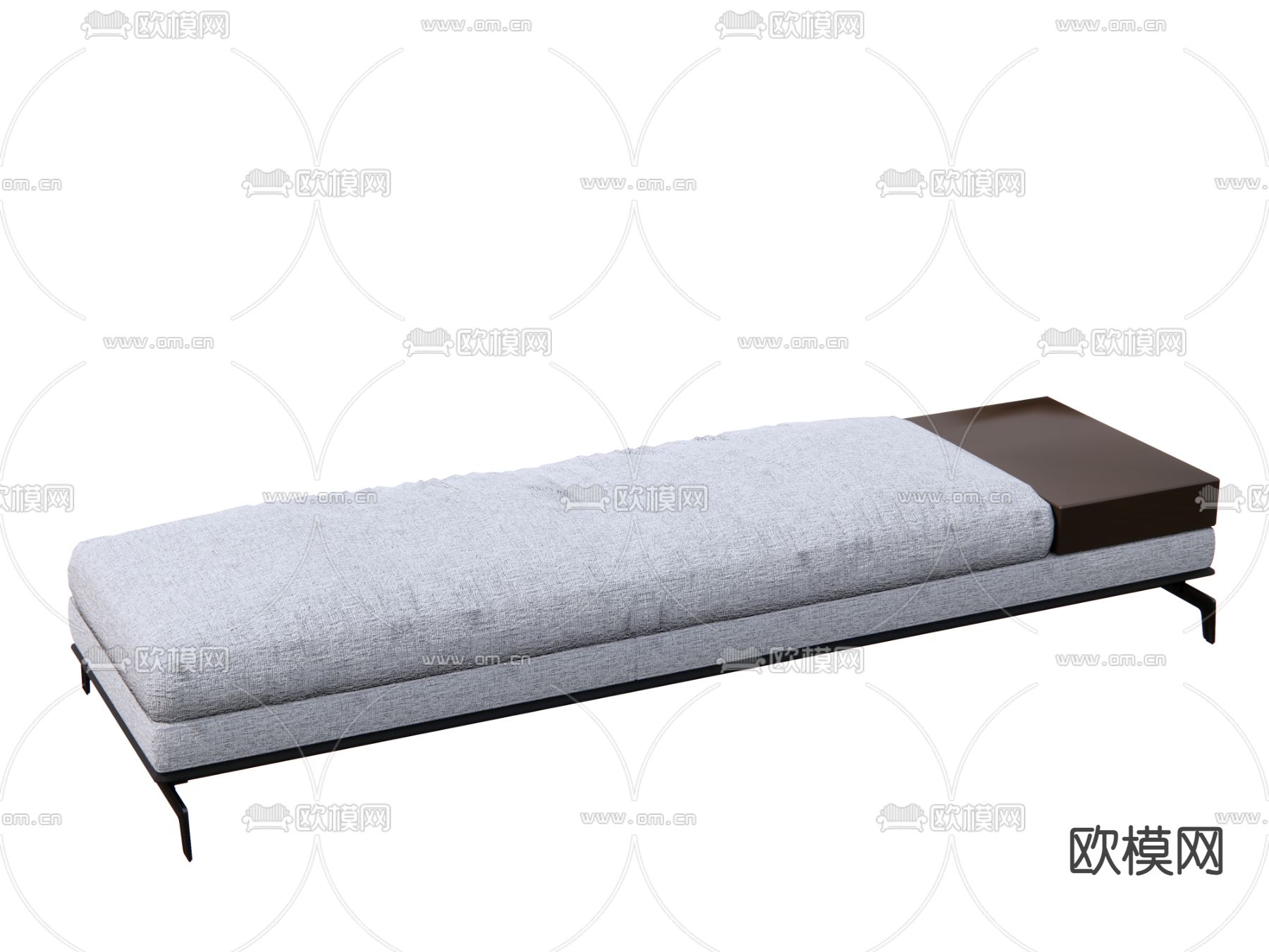 现代灰色床尾凳su模型下载（渲染图1）