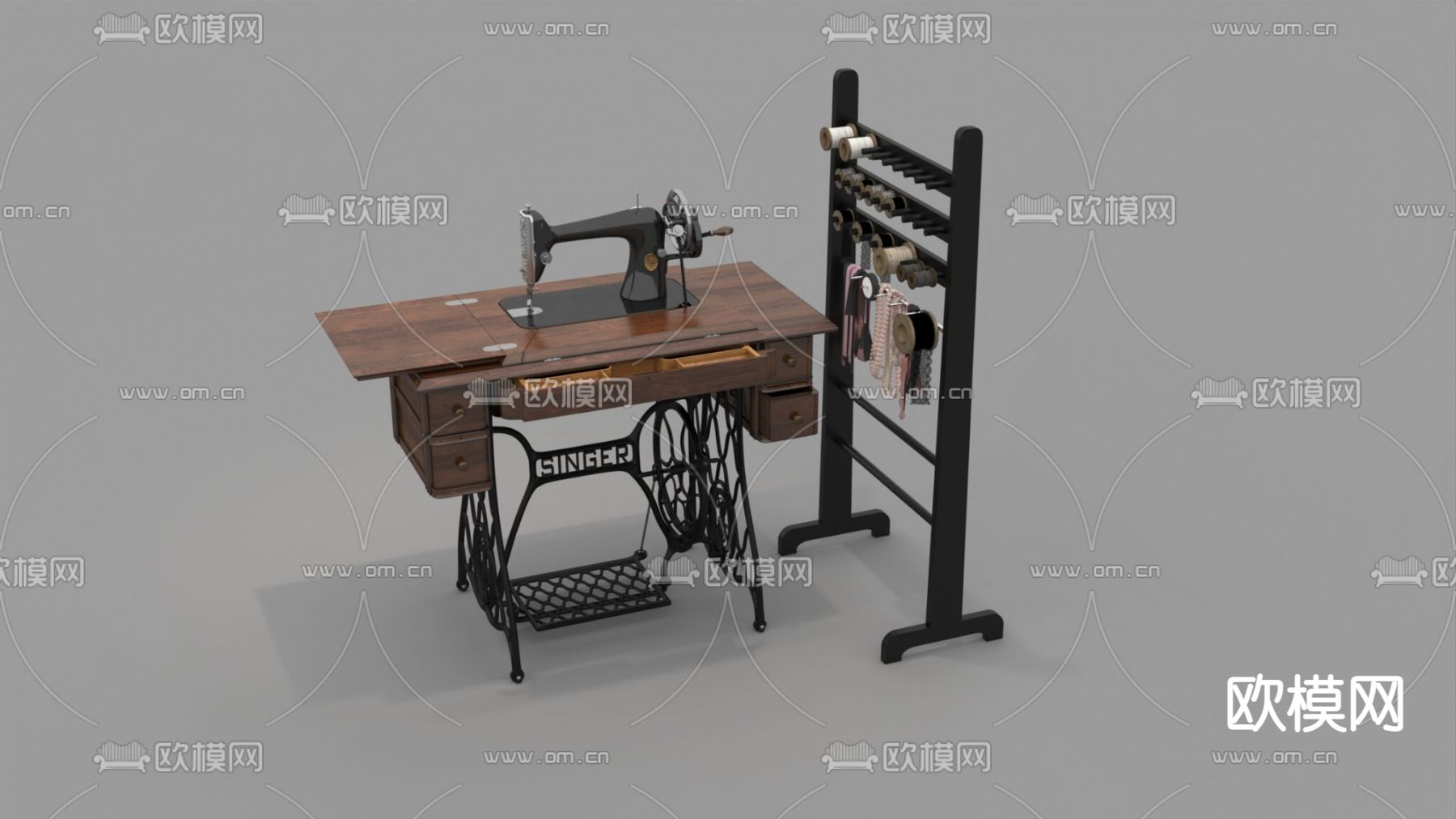 现代复古缝纫机免费3d模型下载