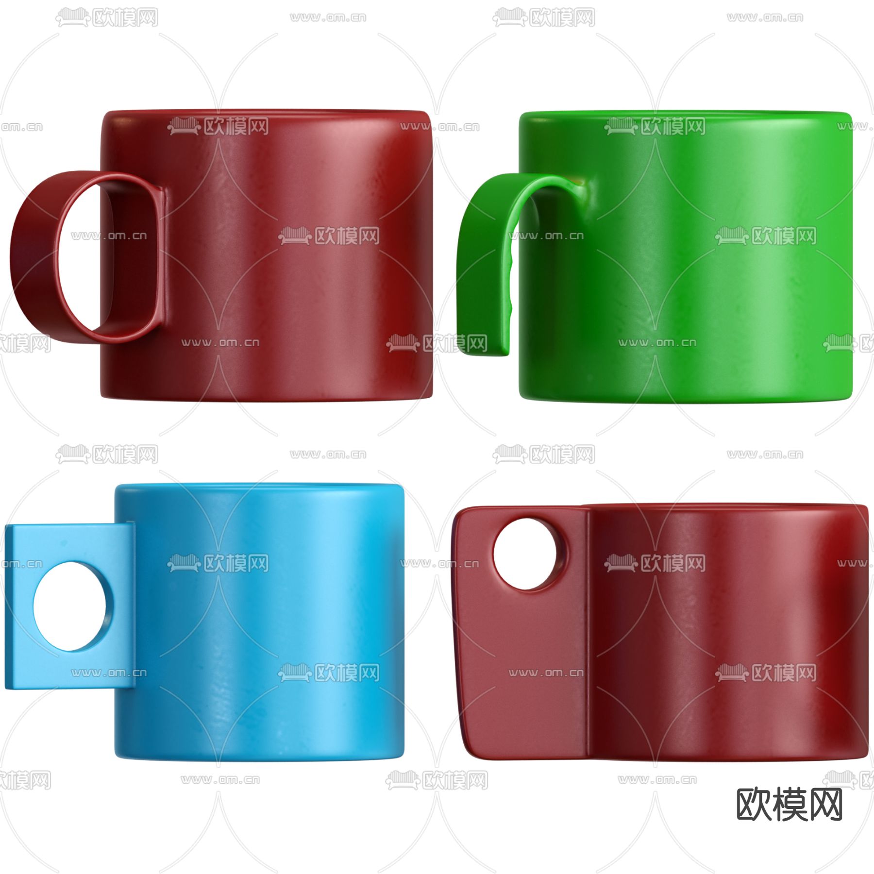 现代咖啡杯马克杯3d模型下载（渲染图2）