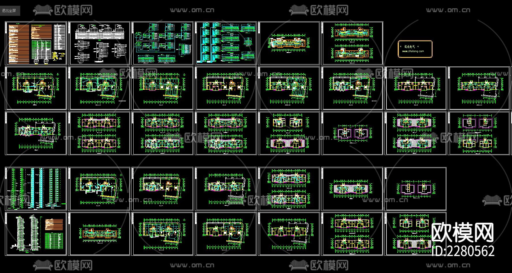 商住楼电气cad施工图下载（渲染图2）