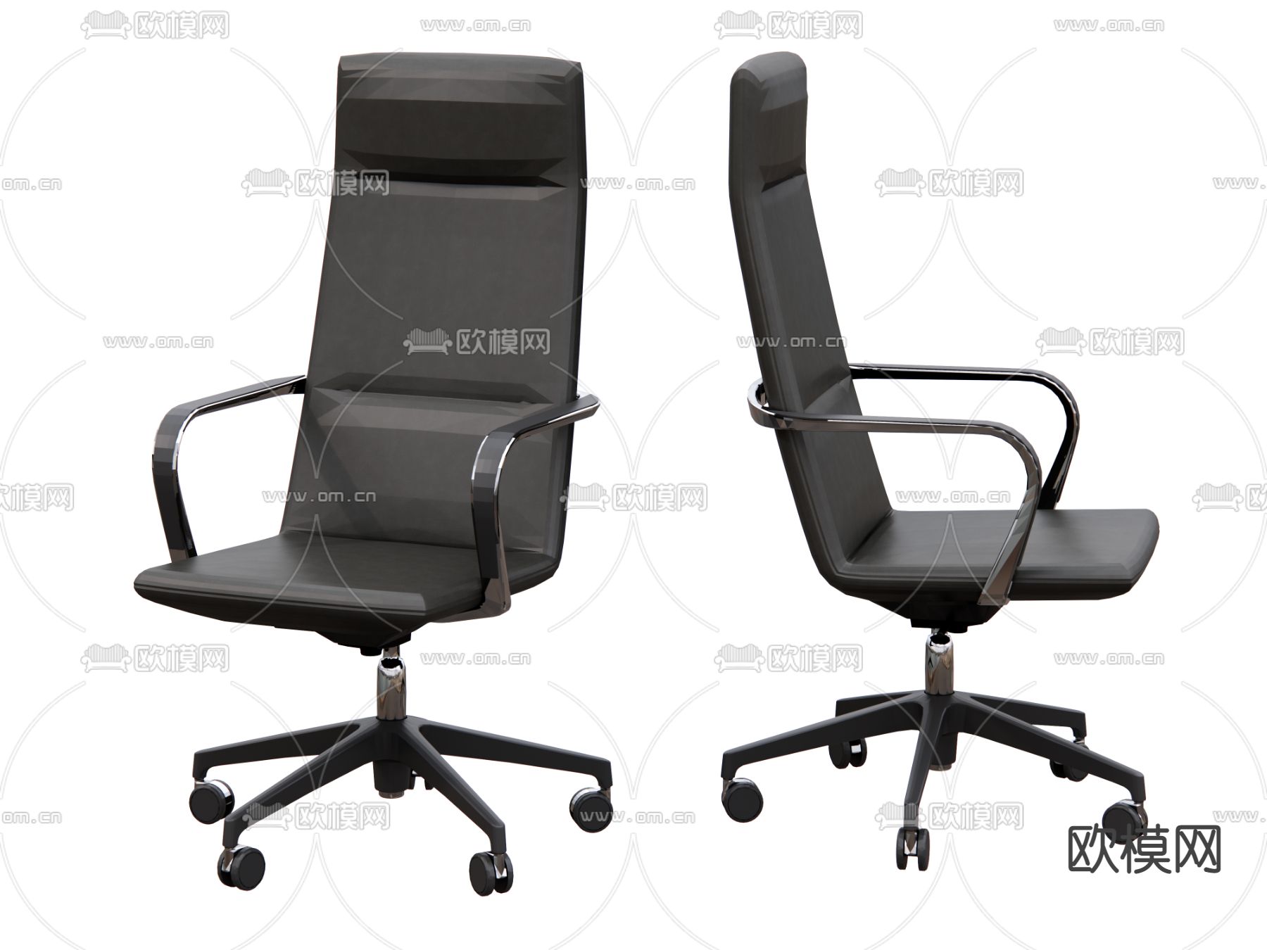 现代黑色办公椅su模型下载（渲染图1）