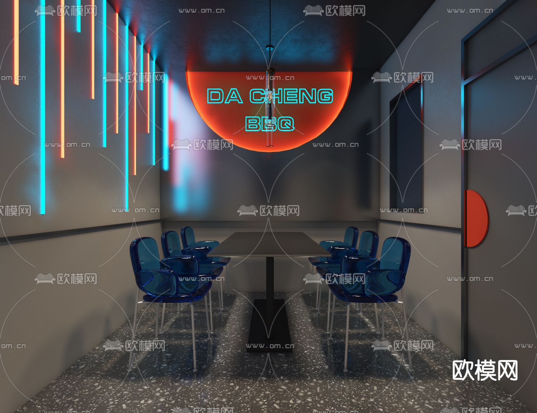 现代烧烤店火锅店3d模型下载（渲染图4）