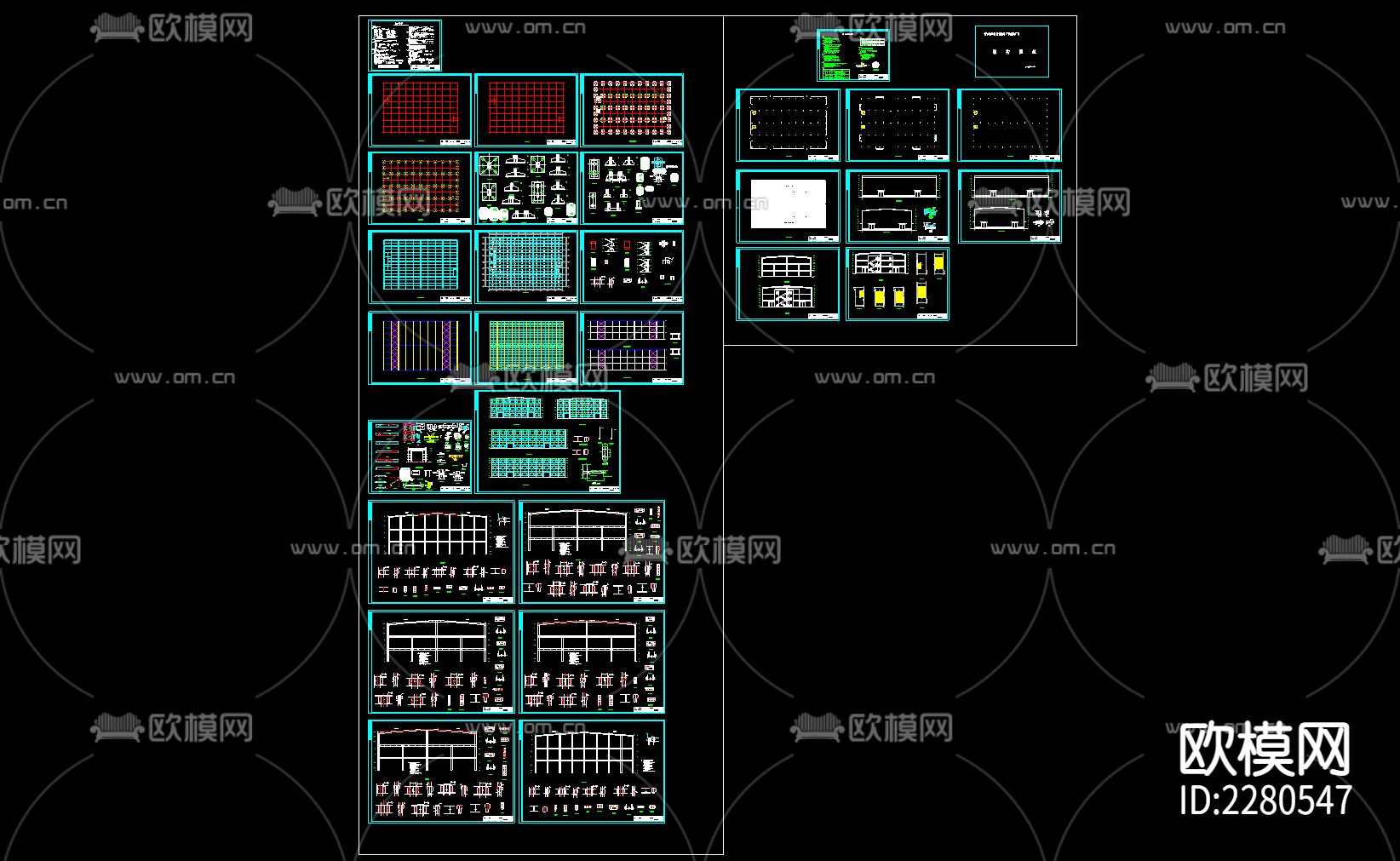工业厂房cad施工图下载（渲染图2）