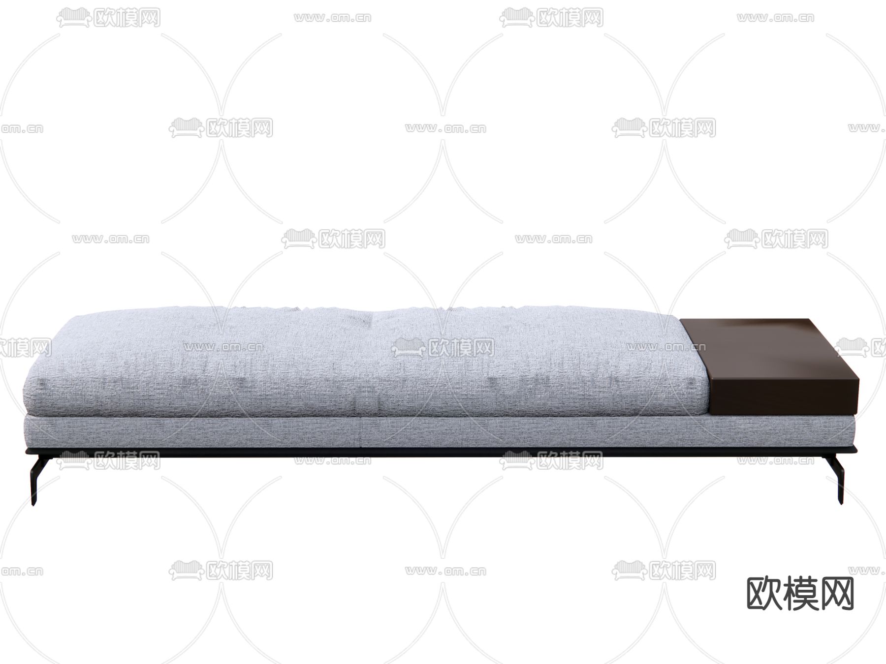 现代灰色床尾凳su模型下载（渲染图2）
