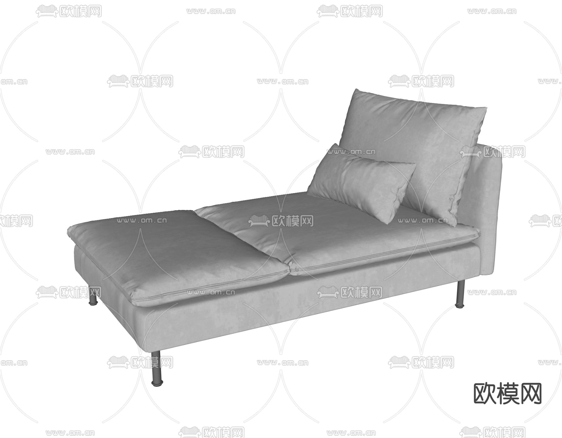 北欧灰色沙发贵妃椅su模型