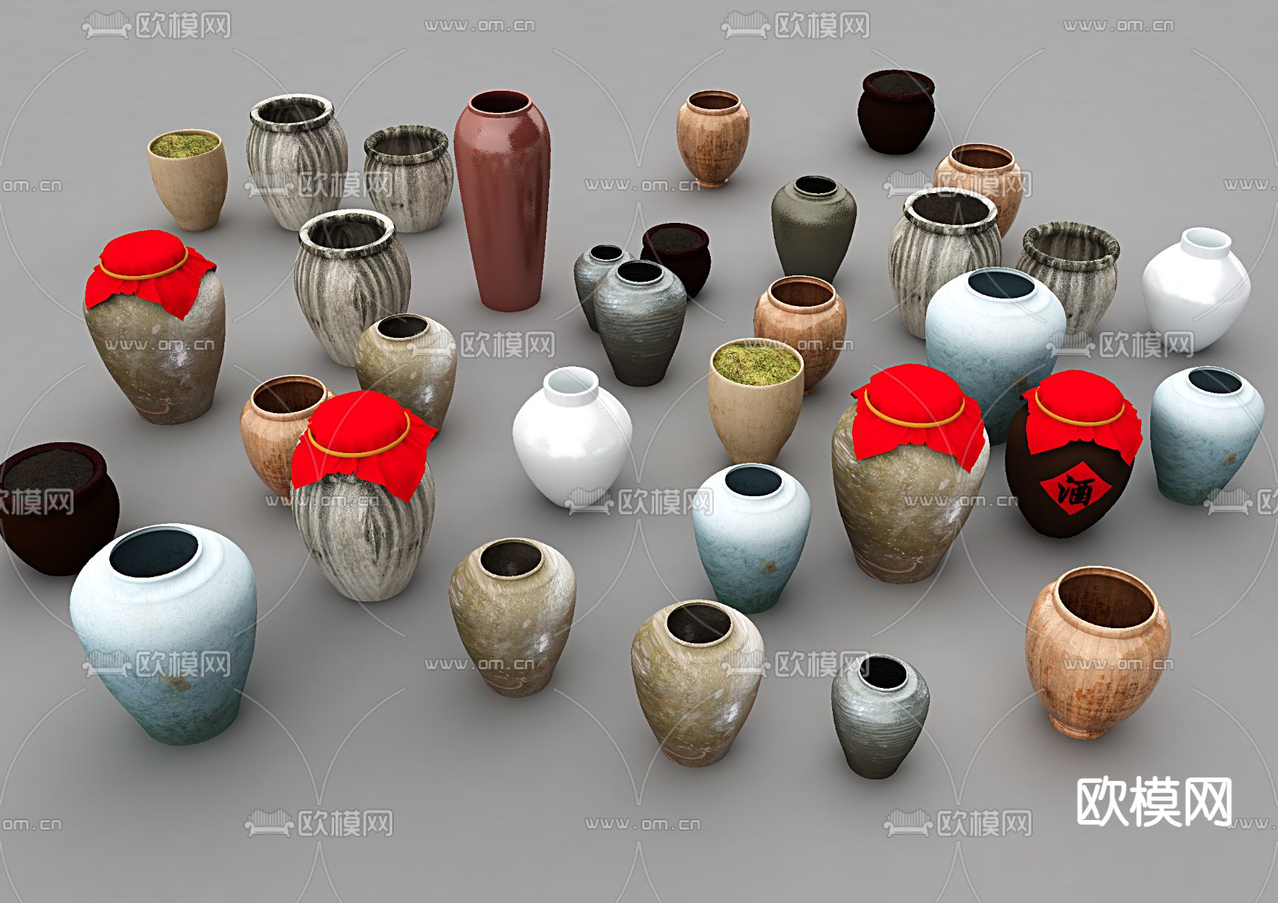 现代酒坛酒缸酒罐子3d模型下载