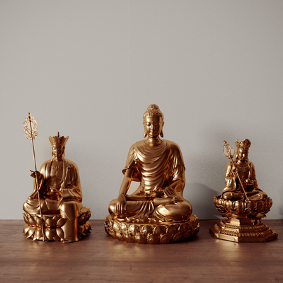  中式佛像摆件su模型 