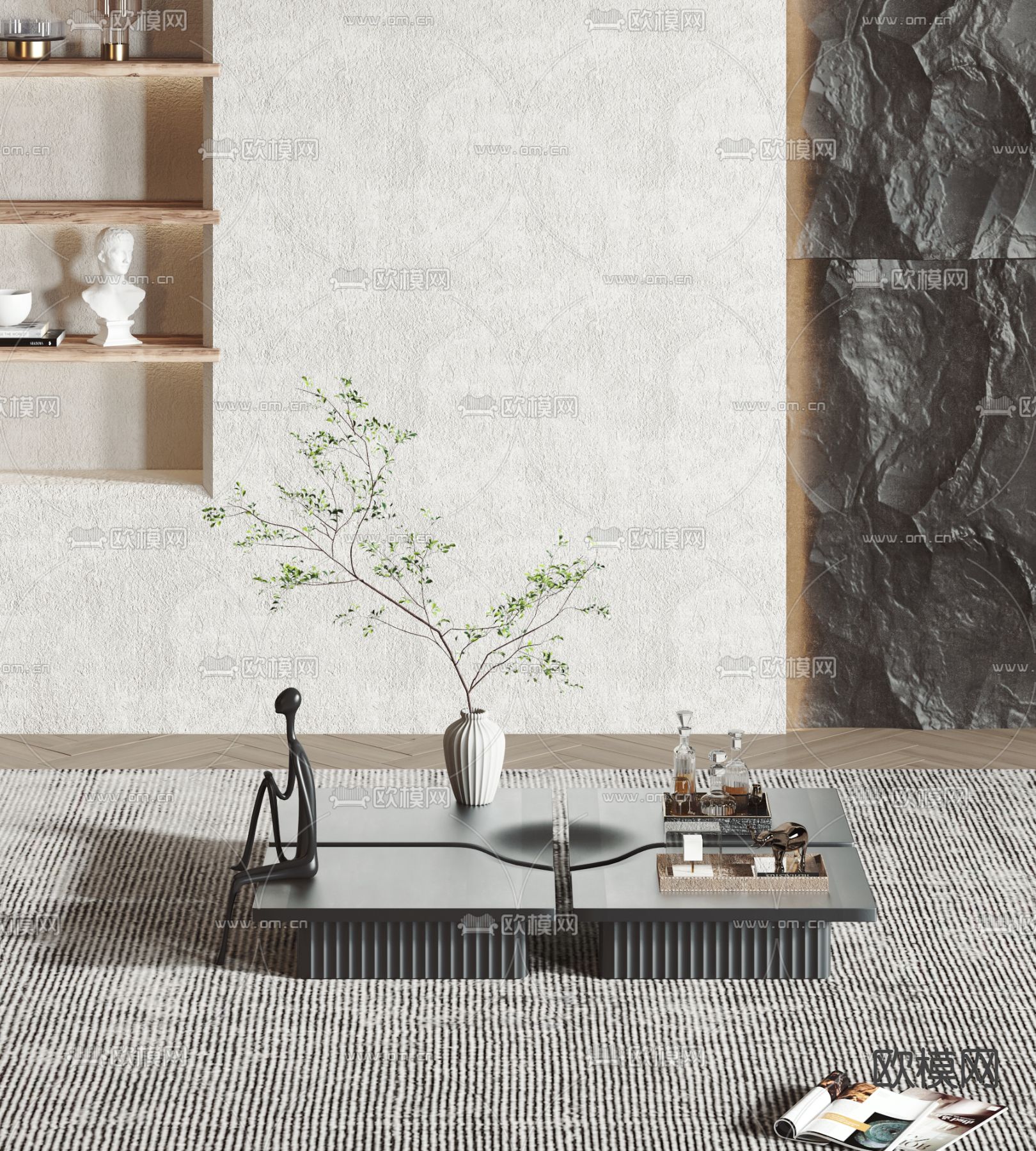 现代茶几3d模型下载_ID12108063_3dmax免费模型-欧模网