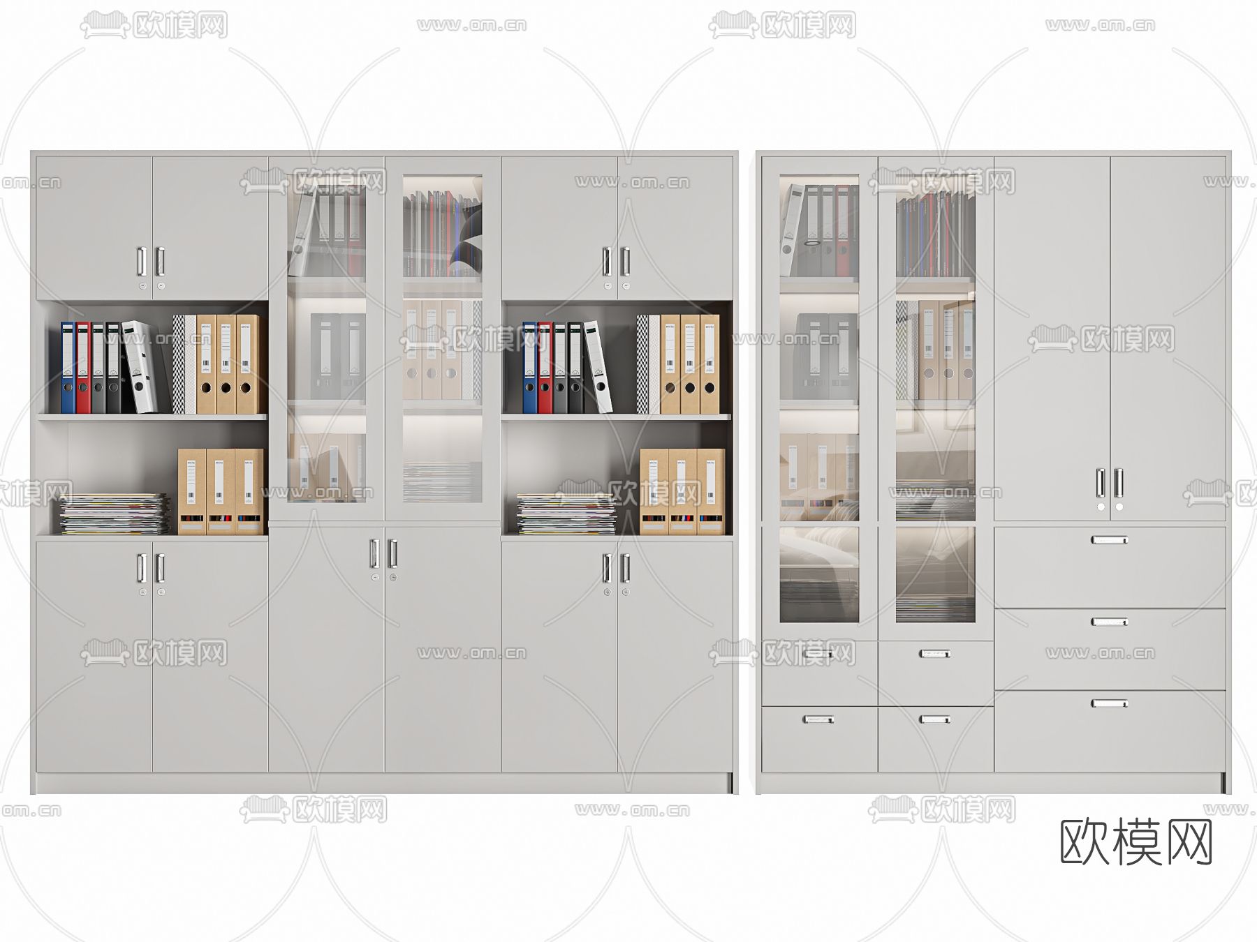 现代铁皮办公文件柜3d模型下载