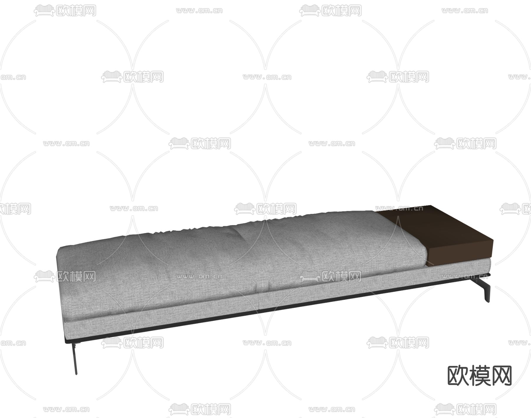 现代灰色床尾凳su模型下载（渲染图3）