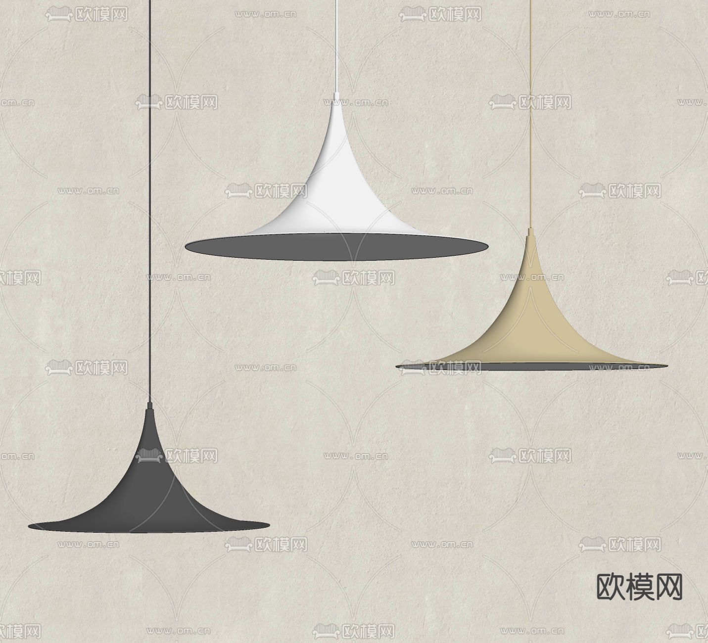现代极简小吊灯su模型下载（渲染图2）