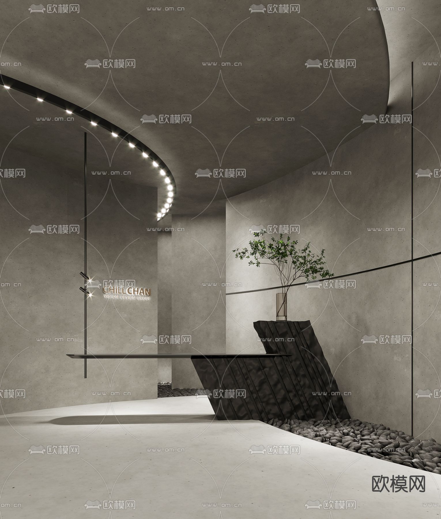 现代前台接待3d模型下载