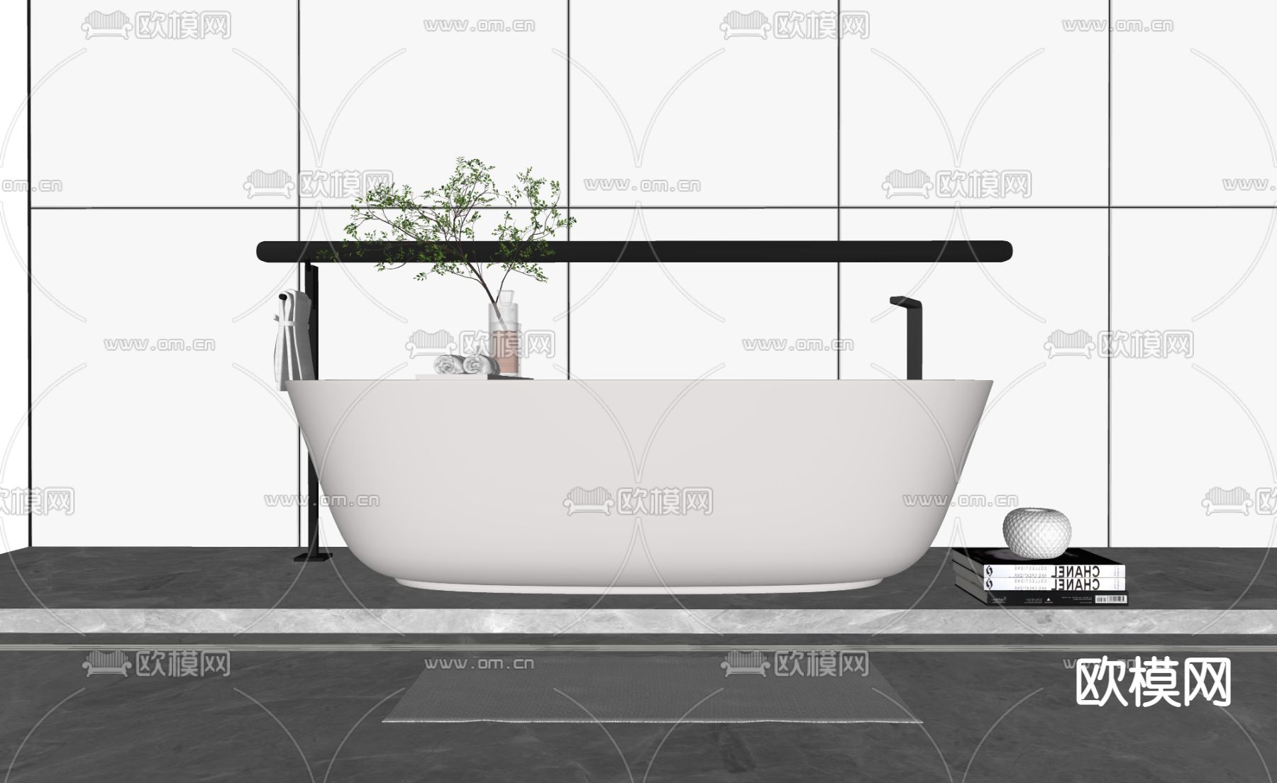 现代浴缸su模型下载（渲染图2）