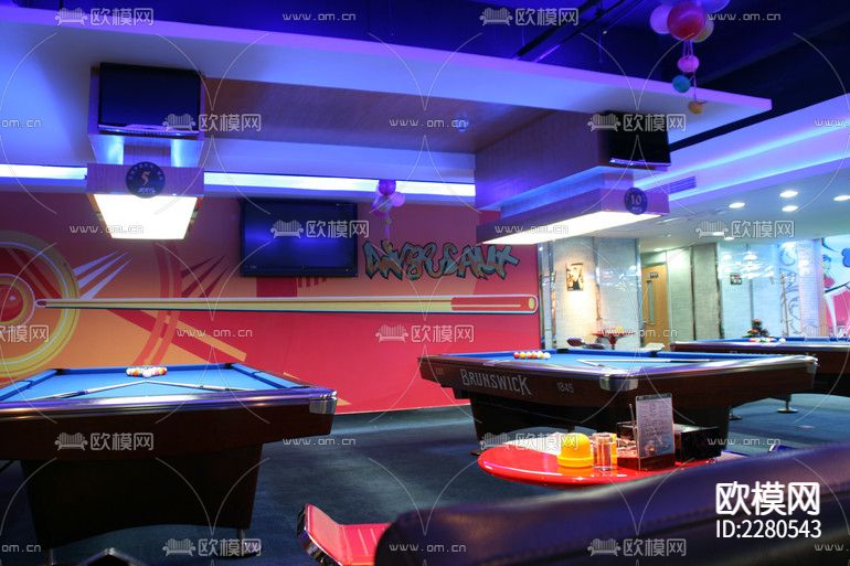 台球俱乐部cad施工图下载（渲染图8）