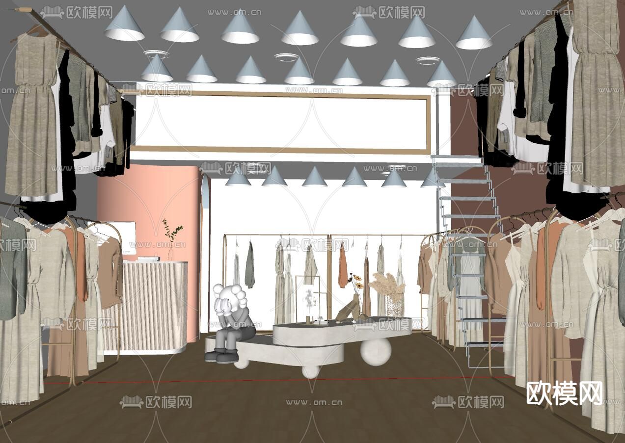 现代服装店su模型