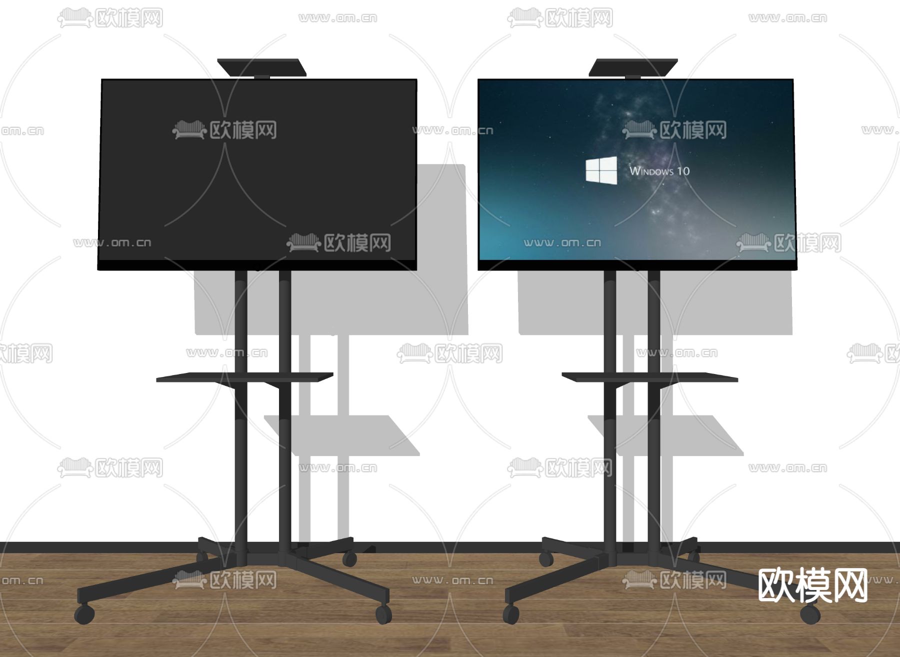 现代移动电视机架su模型下载（渲染图2）