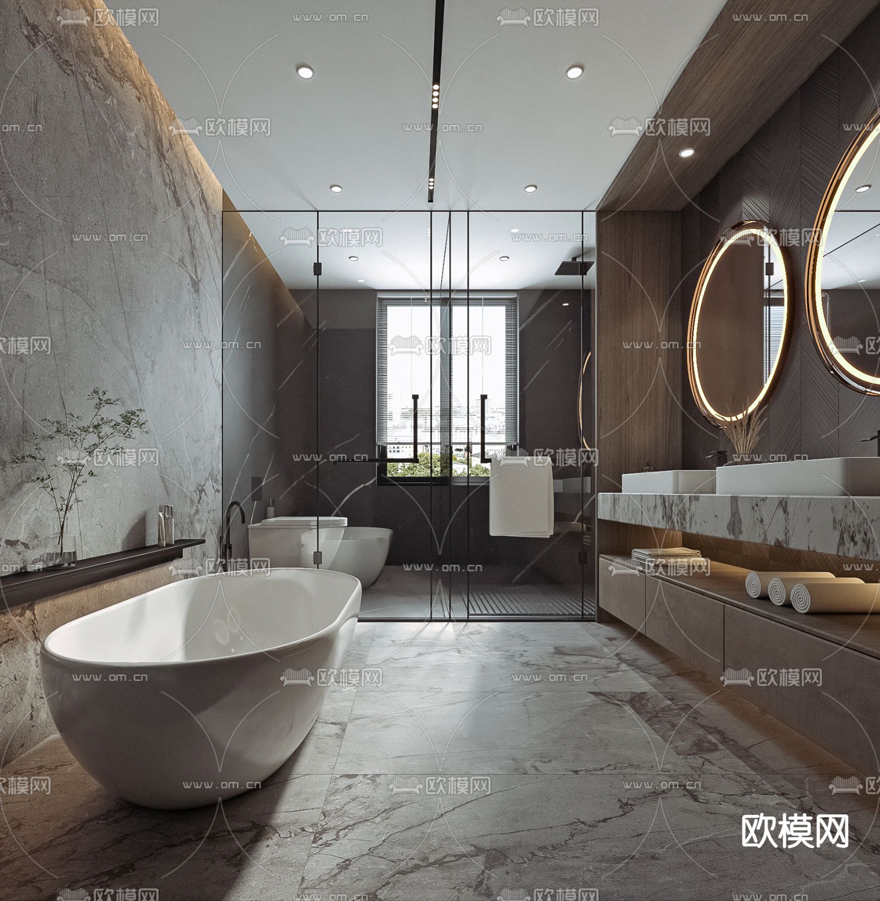 现代卫生间浴室su模型