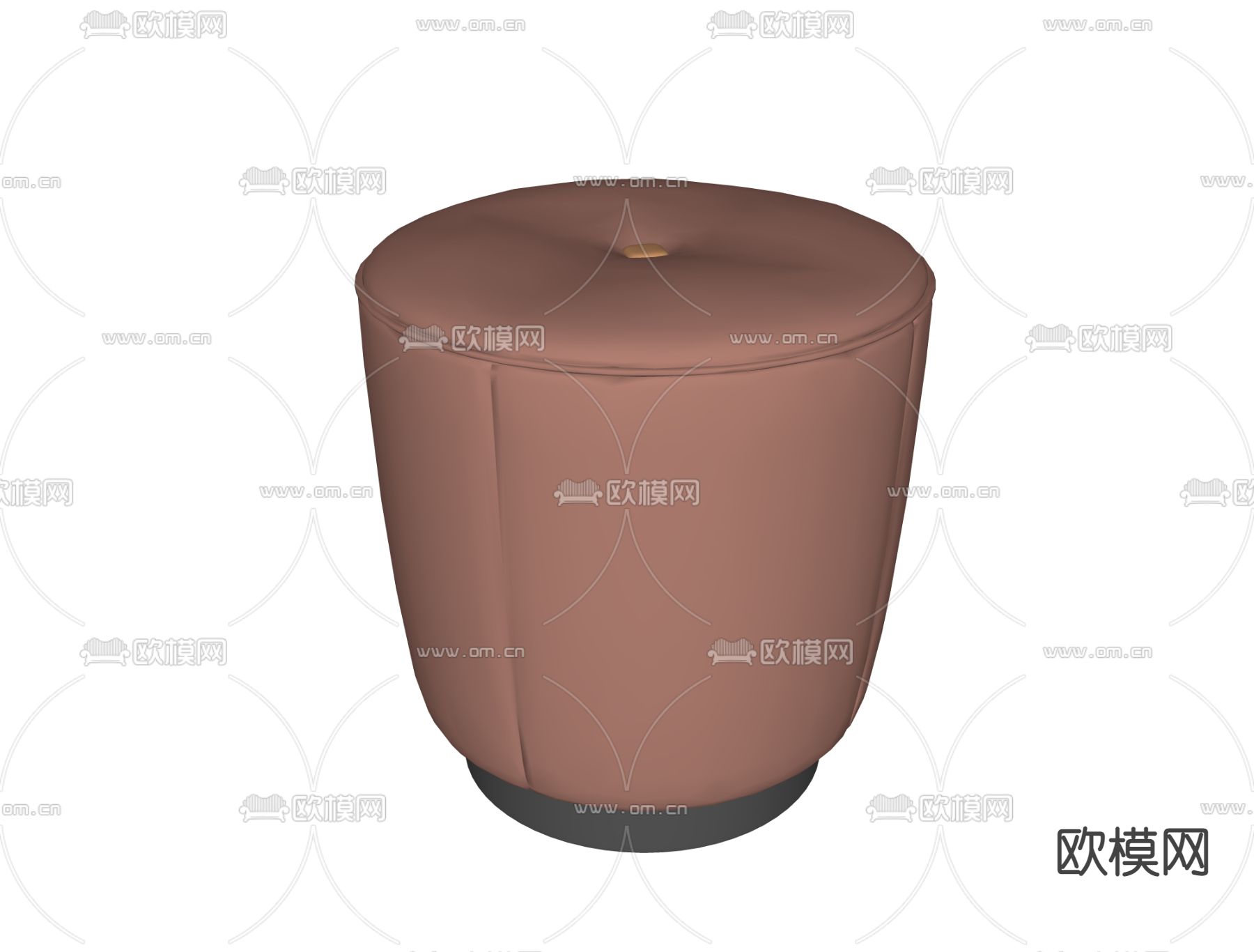 北欧红棕色圆凳su模型下载（渲染图2）
