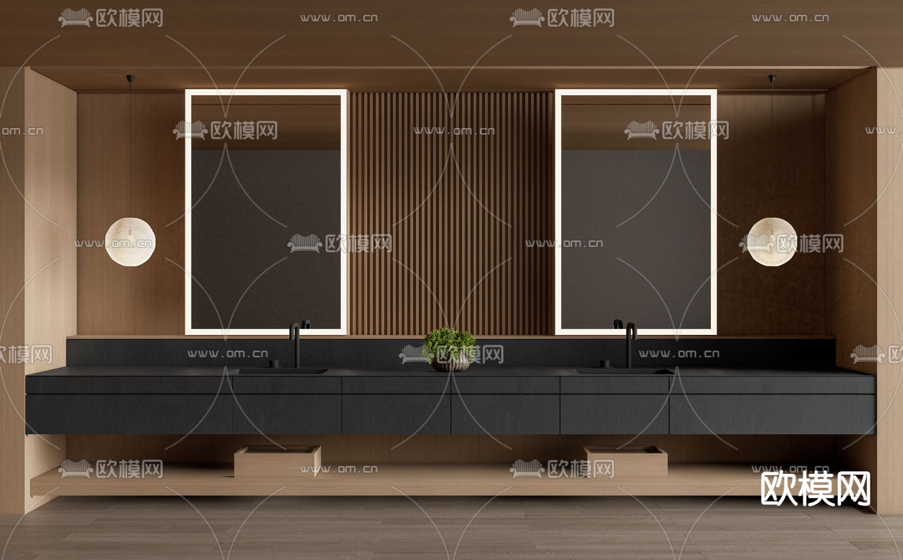 现代浴室柜洗手台su模型