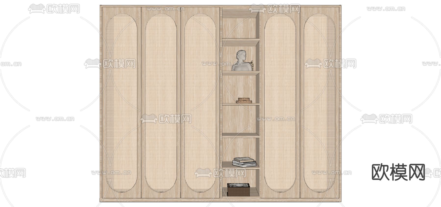 侘寂藤编衣柜su模型下载（渲染图2）