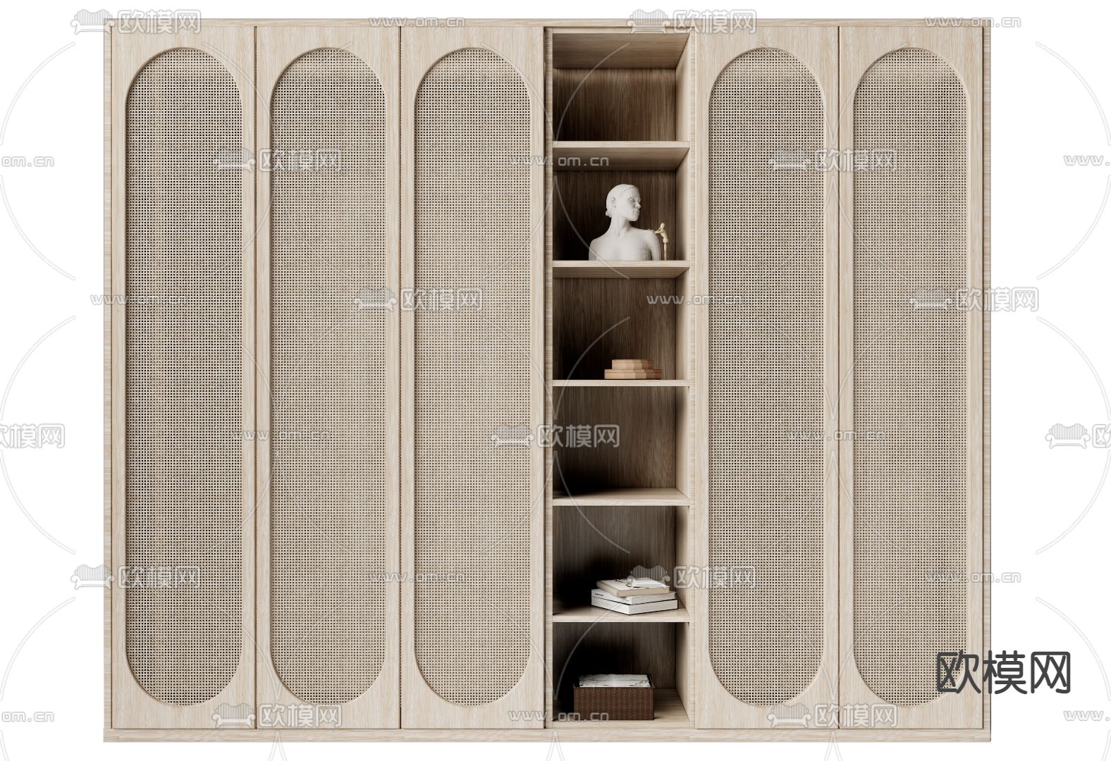 侘寂藤编衣柜su模型下载（渲染图1）