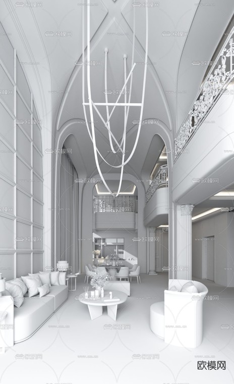 第禾空间设计 多弗绿城·江心明月别墅客餐厅3d模型