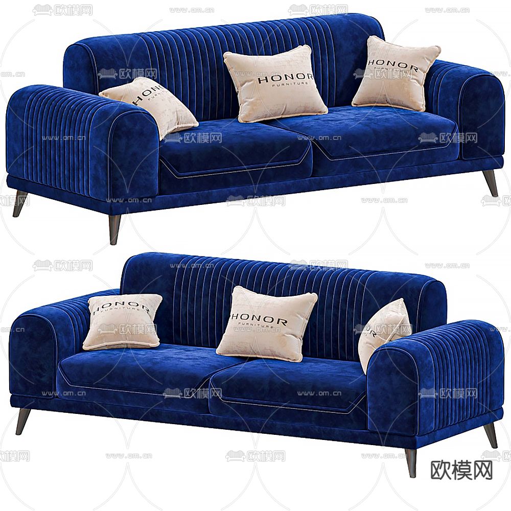 现代克莱因蓝 双人沙发3d模型下载