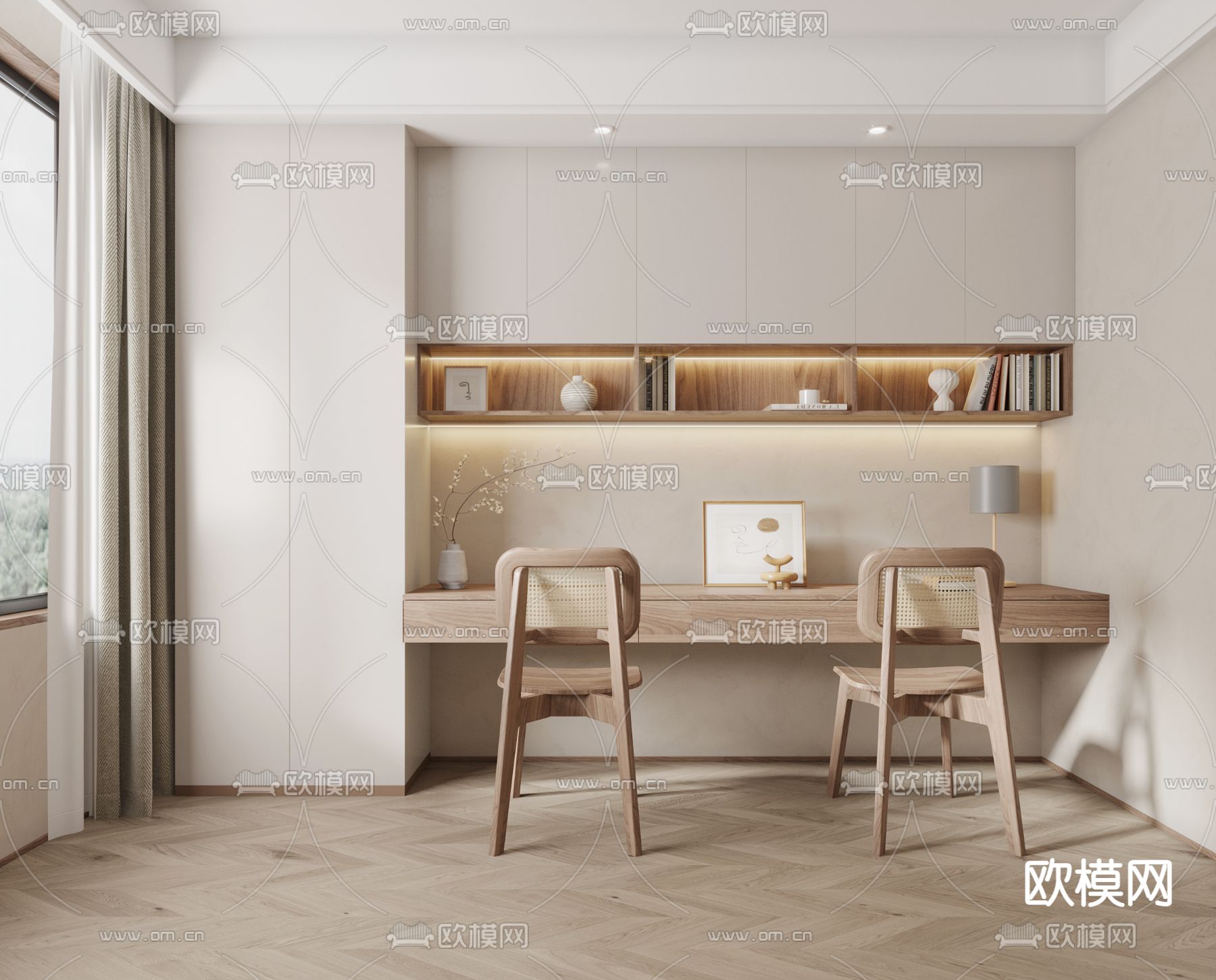 侘寂风书房su模型下载（渲染图1）