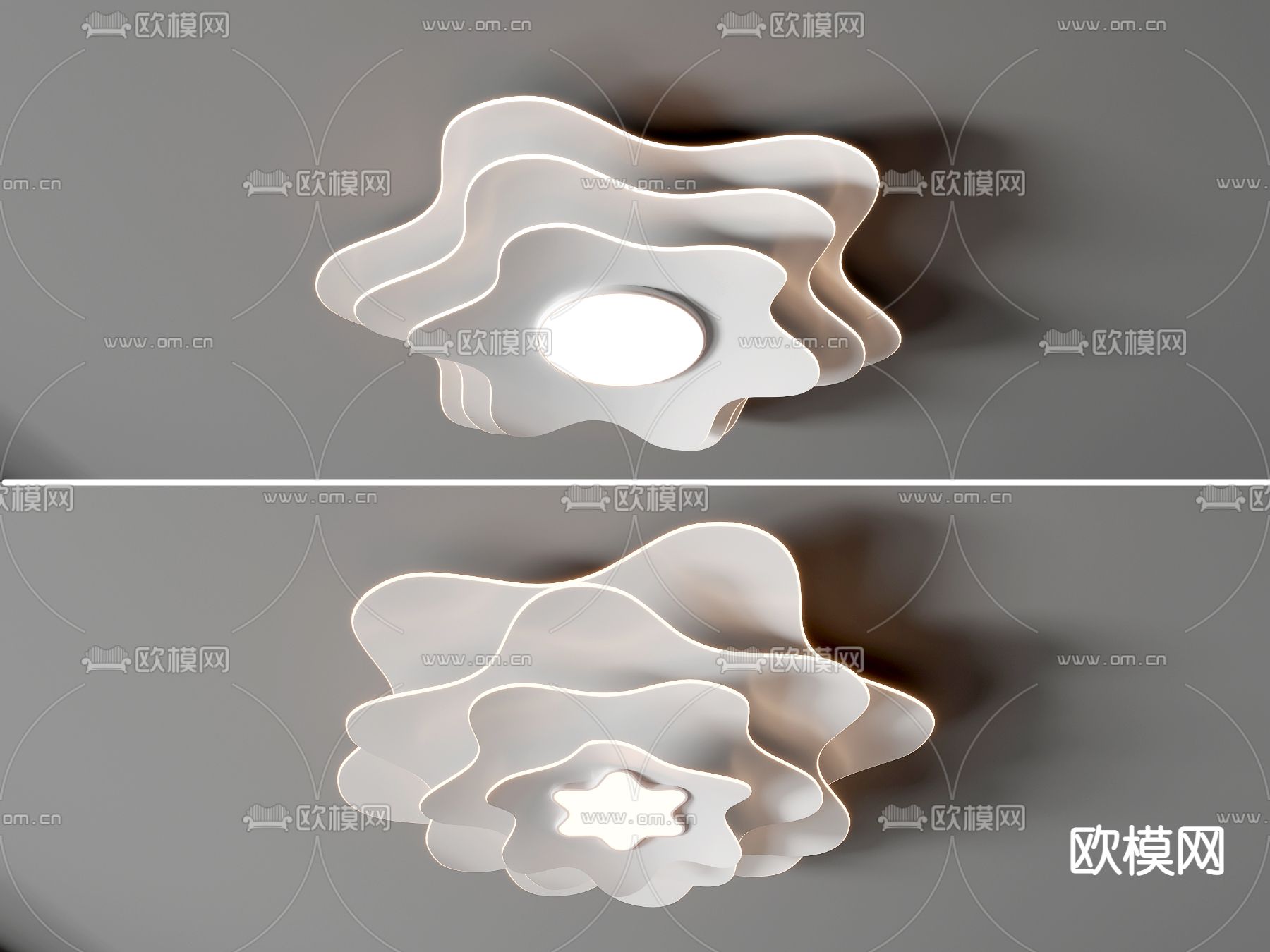 现代多层吸顶灯su模型下载（渲染图1）