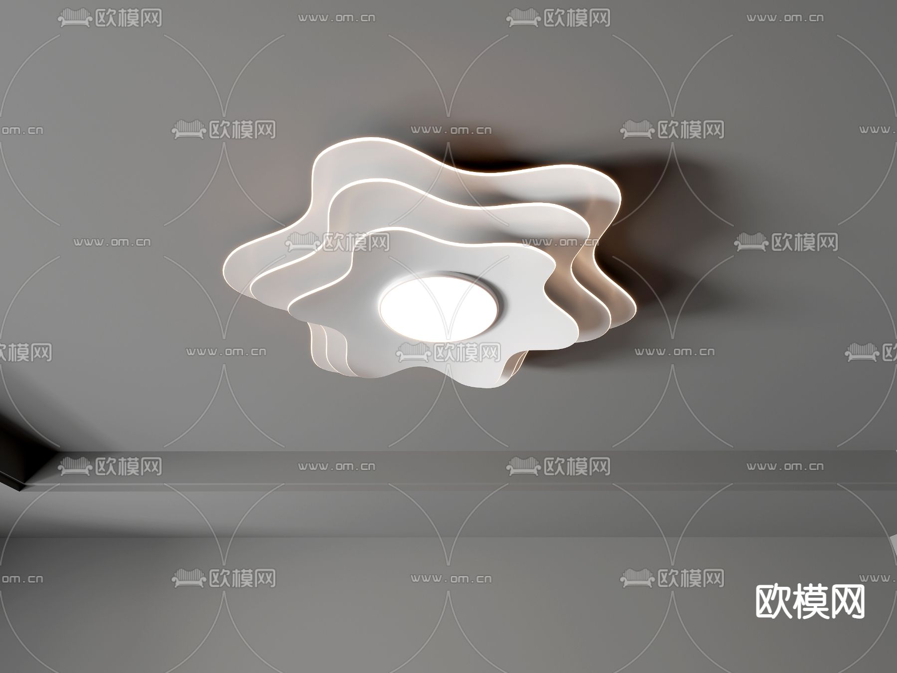 现代多层吸顶灯su模型下载（渲染图2）