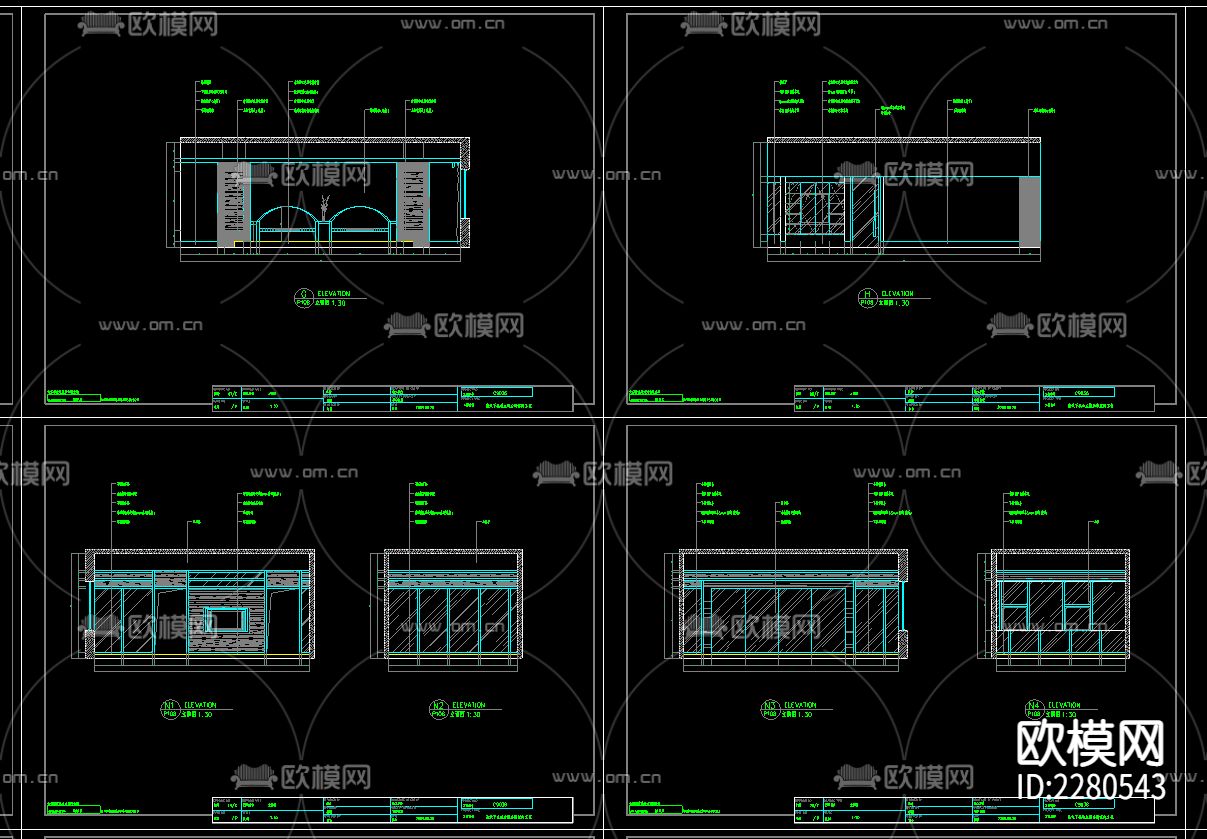 台球俱乐部cad施工图下载（渲染图4）