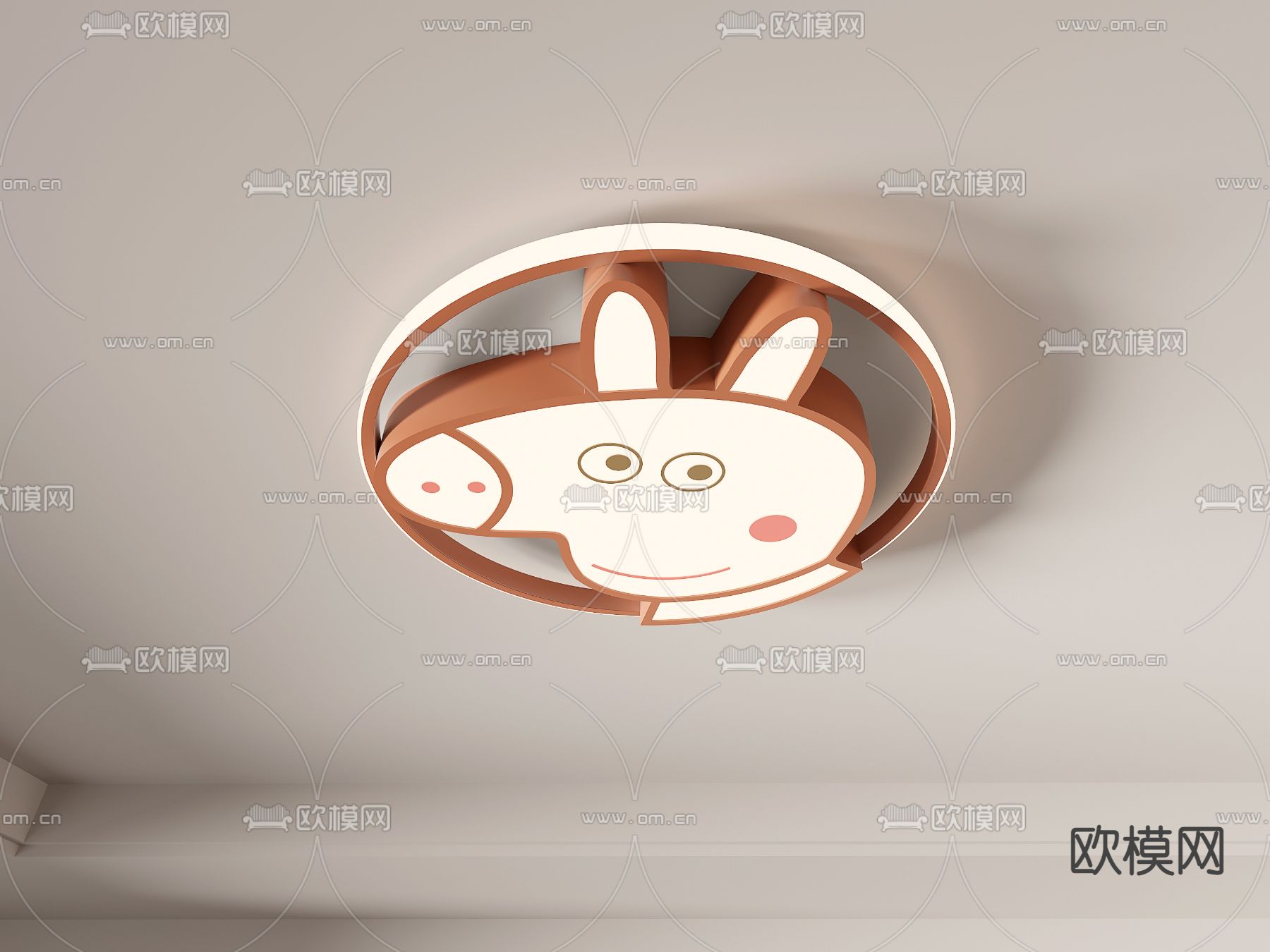 现代卡通动物儿童吸顶灯su模型