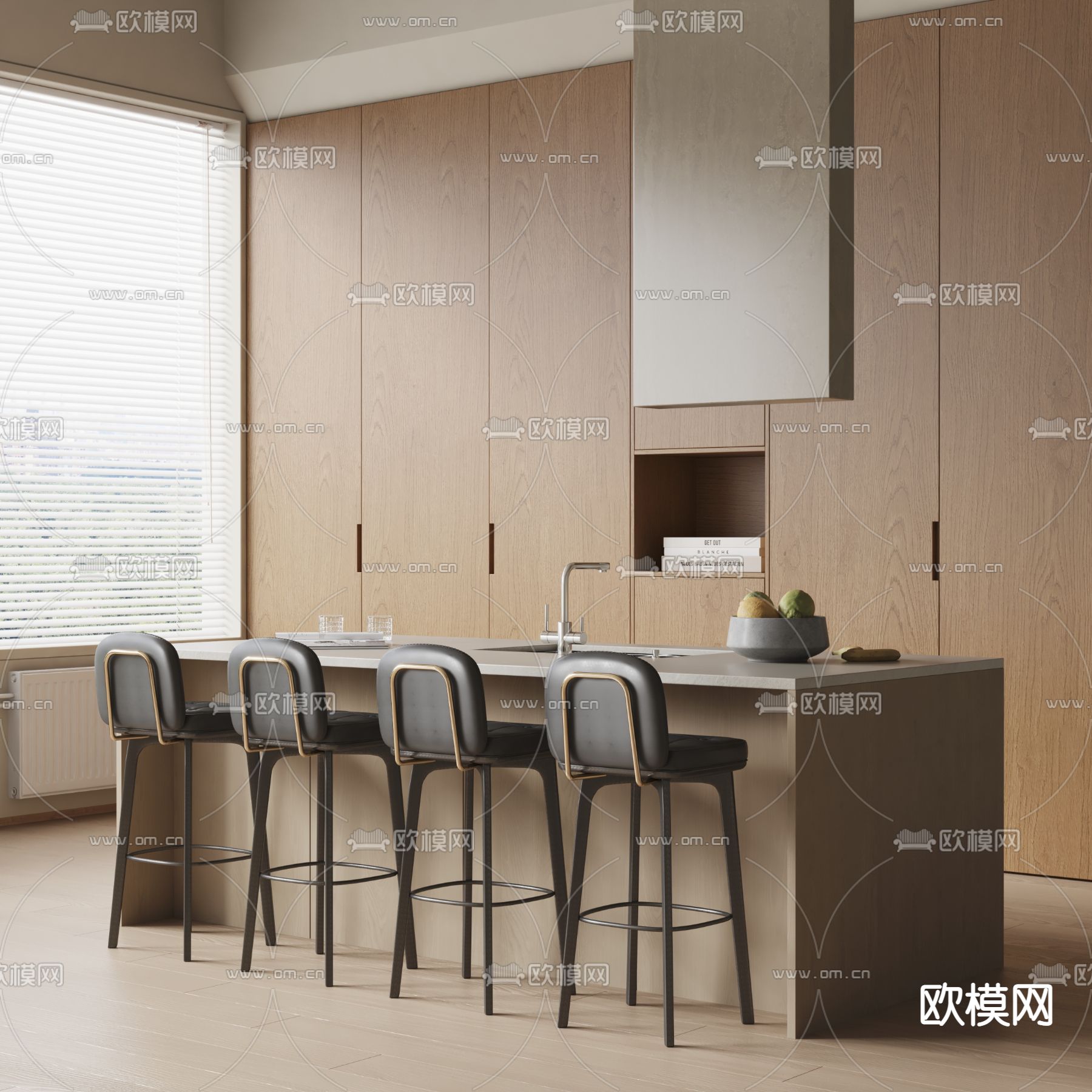 现代中岛吧台3d模型