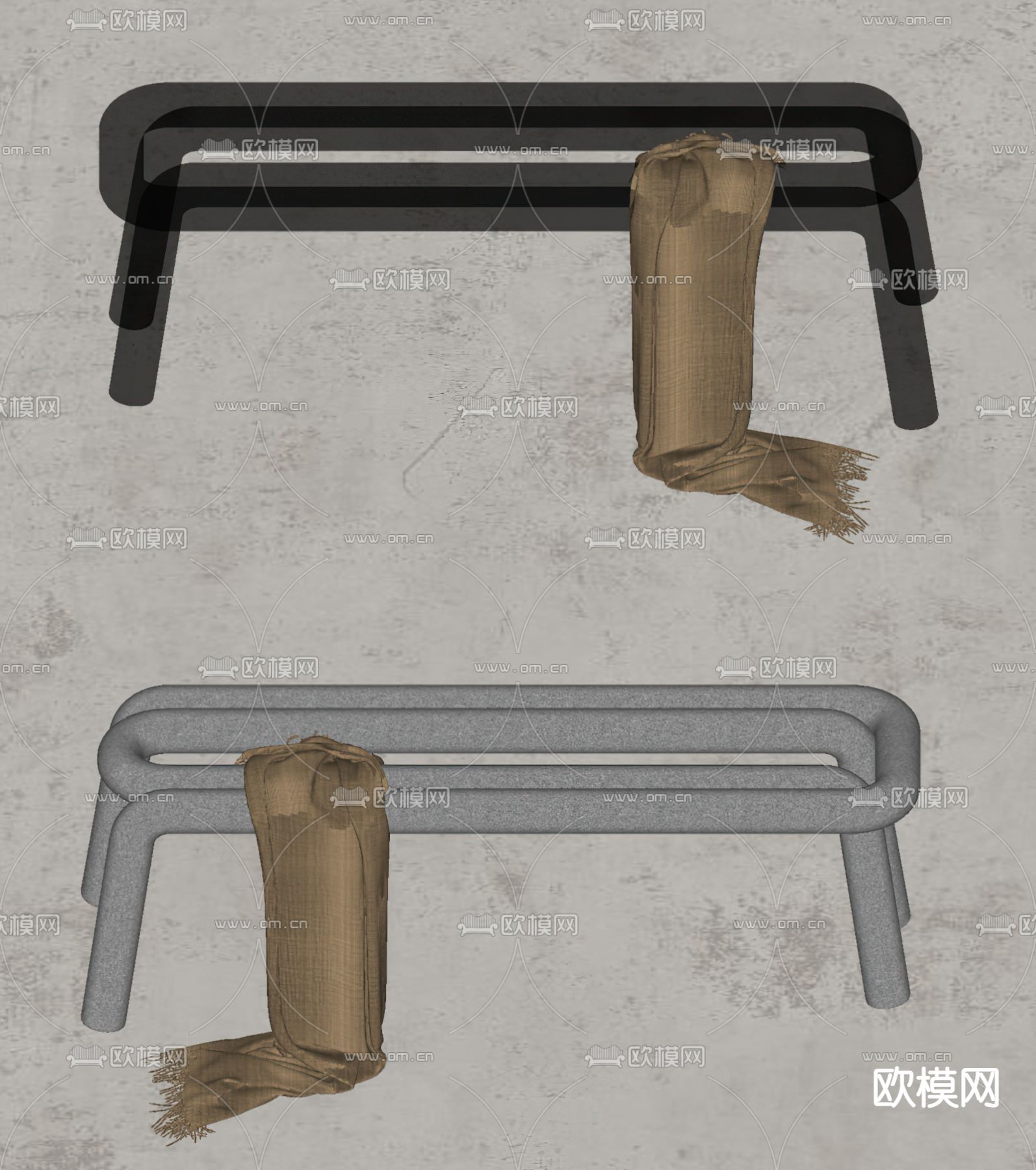 现代管状亚克力长凳su模型下载（渲染图2）