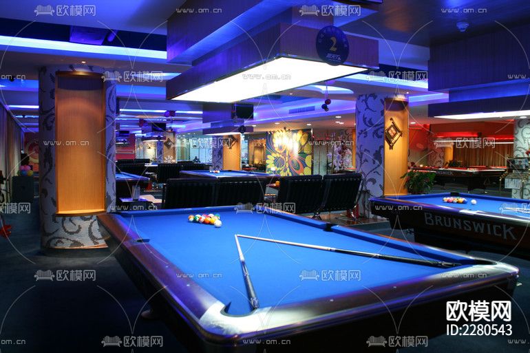 台球俱乐部cad施工图下载（渲染图7）