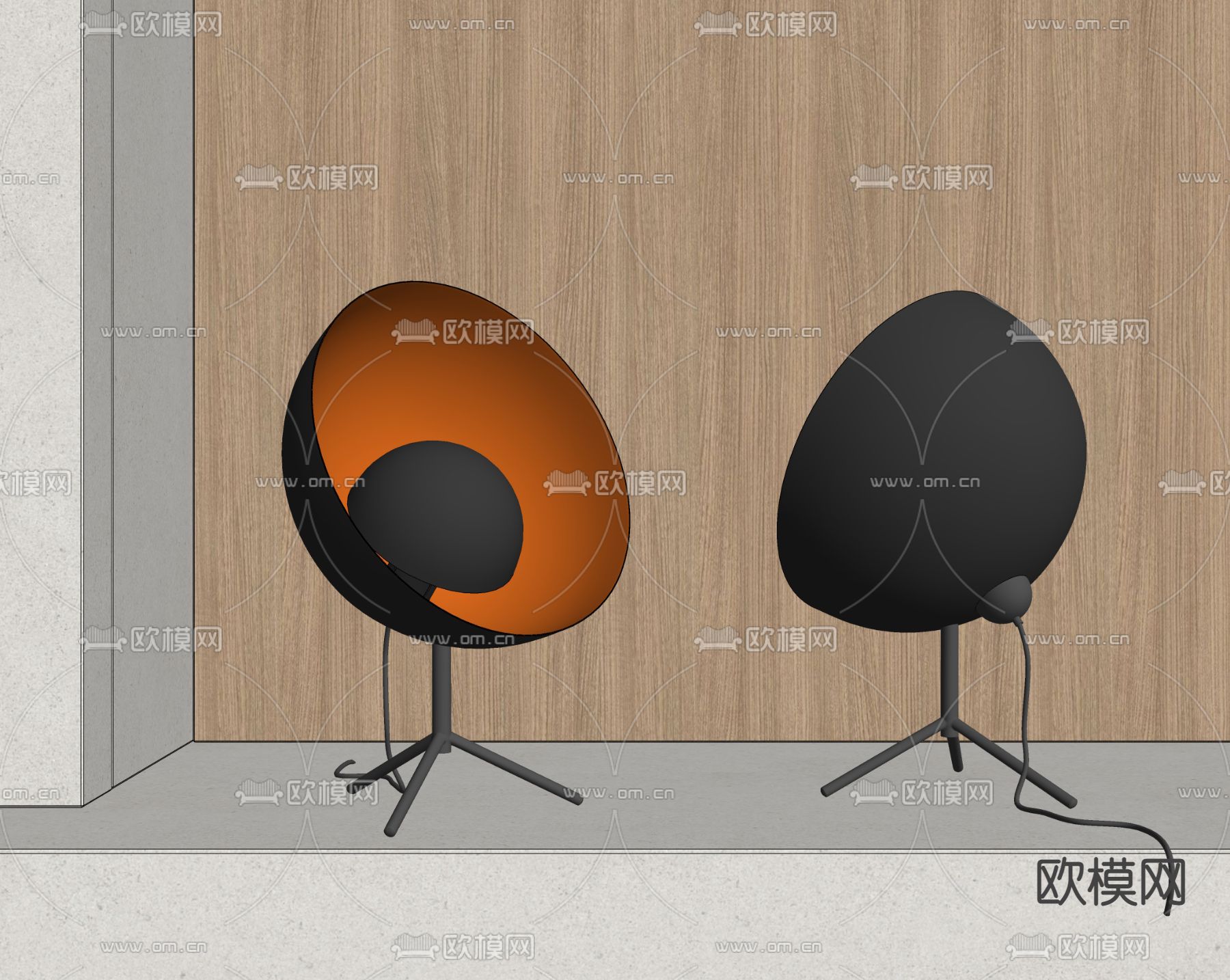 现代时尚台灯su模型下载（渲染图2）