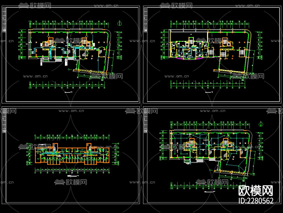商住楼电气cad施工图下载（渲染图1）