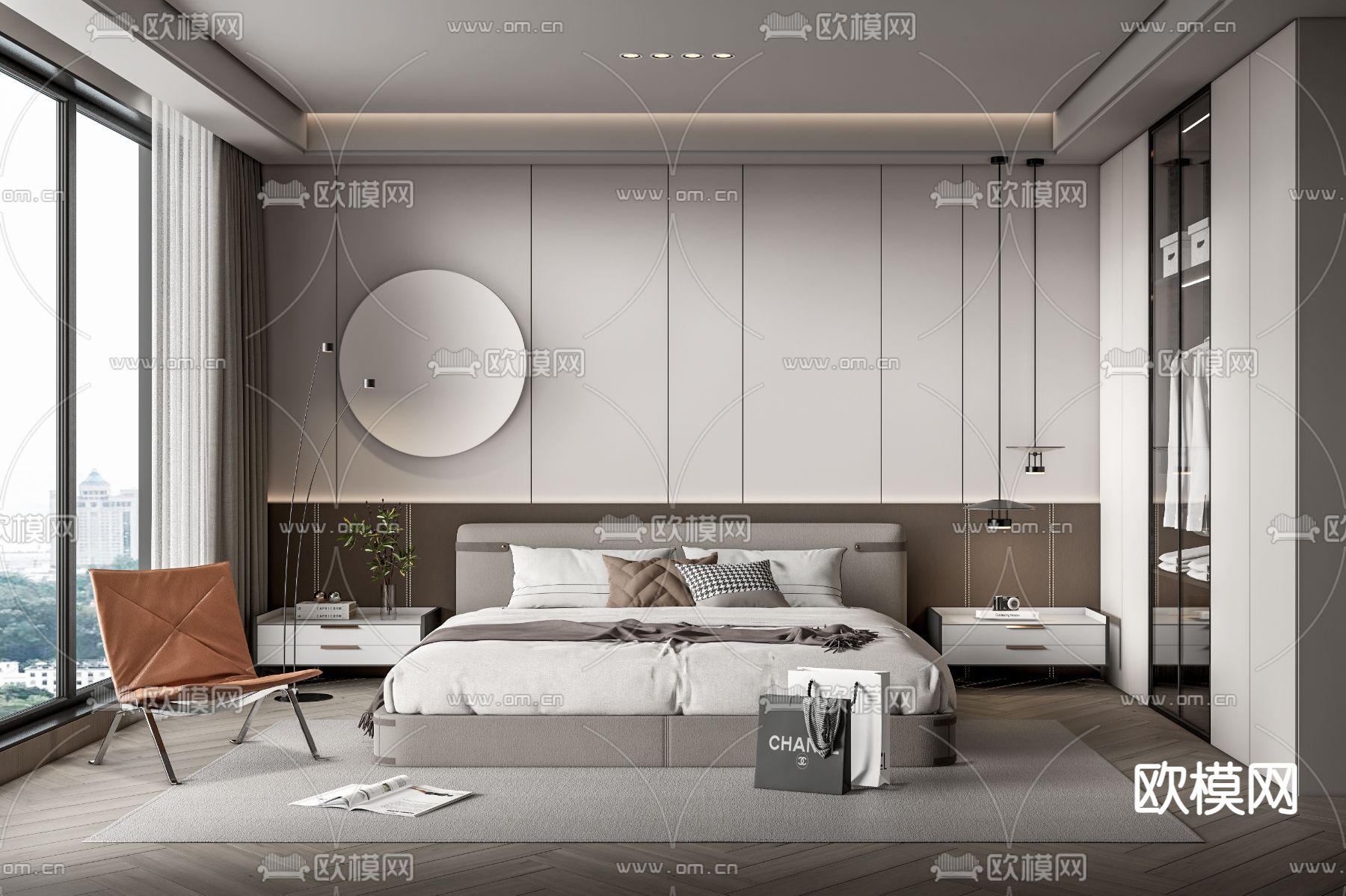 现代卧室主人房su模型