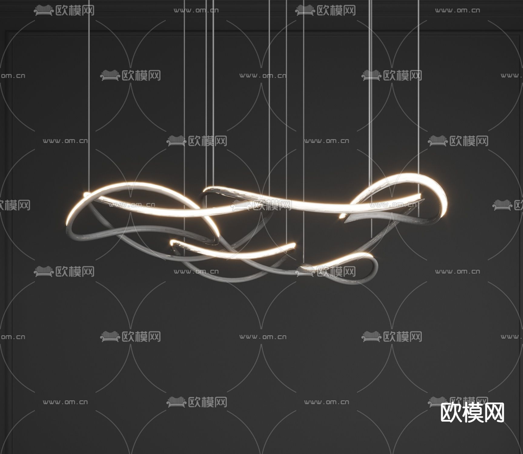 现代艺术线条吊灯3d模型下载_ID12111401_3dmax免费模型-欧模网